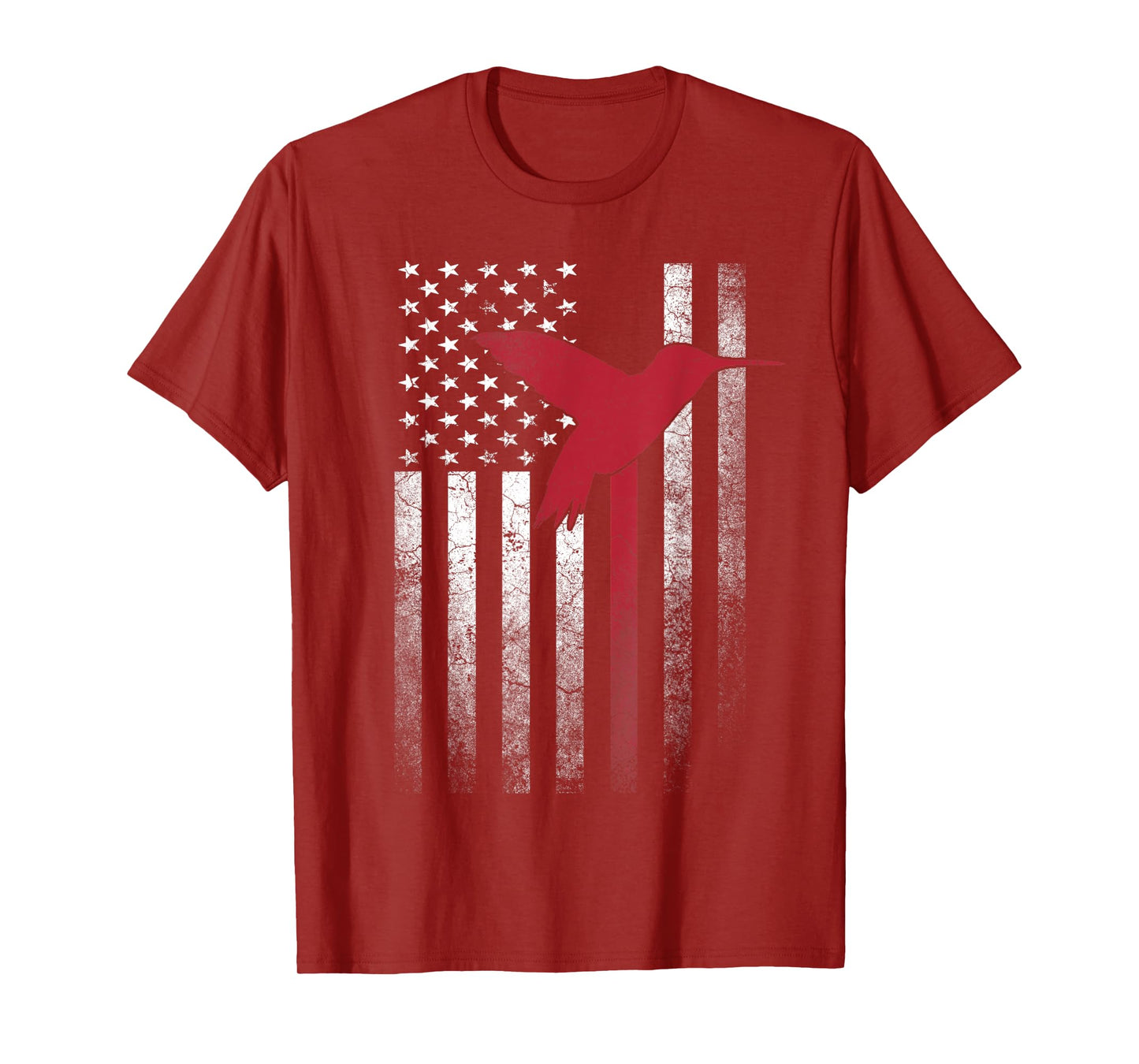Hummingbird Bird- 4th of July American Flag USA America T-Shirt for Women Men