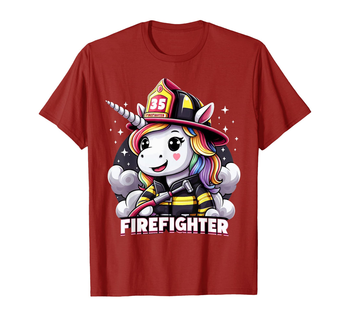 Firefighter Unicorn Kids Girls Women Rainbow Firefighting T-Shirt