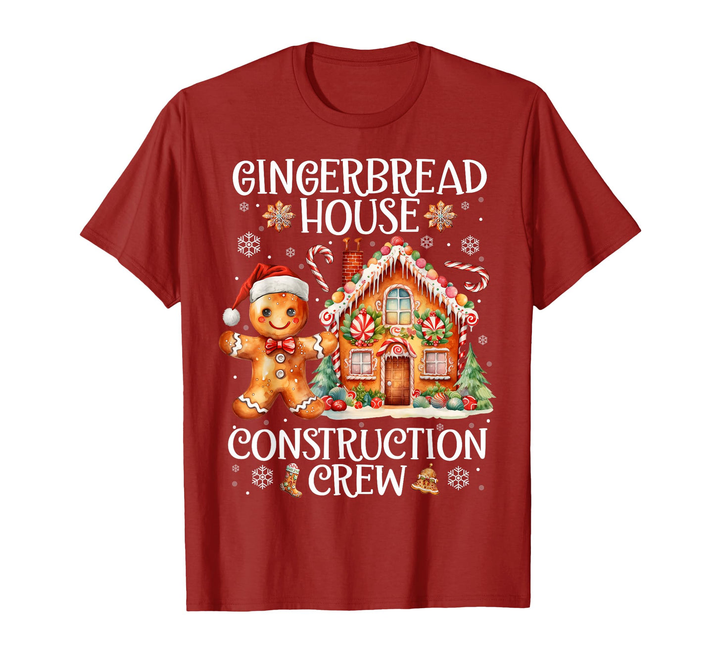 Gingerbread House Construction Crew Cookies Baking Christmas T-Shirt
