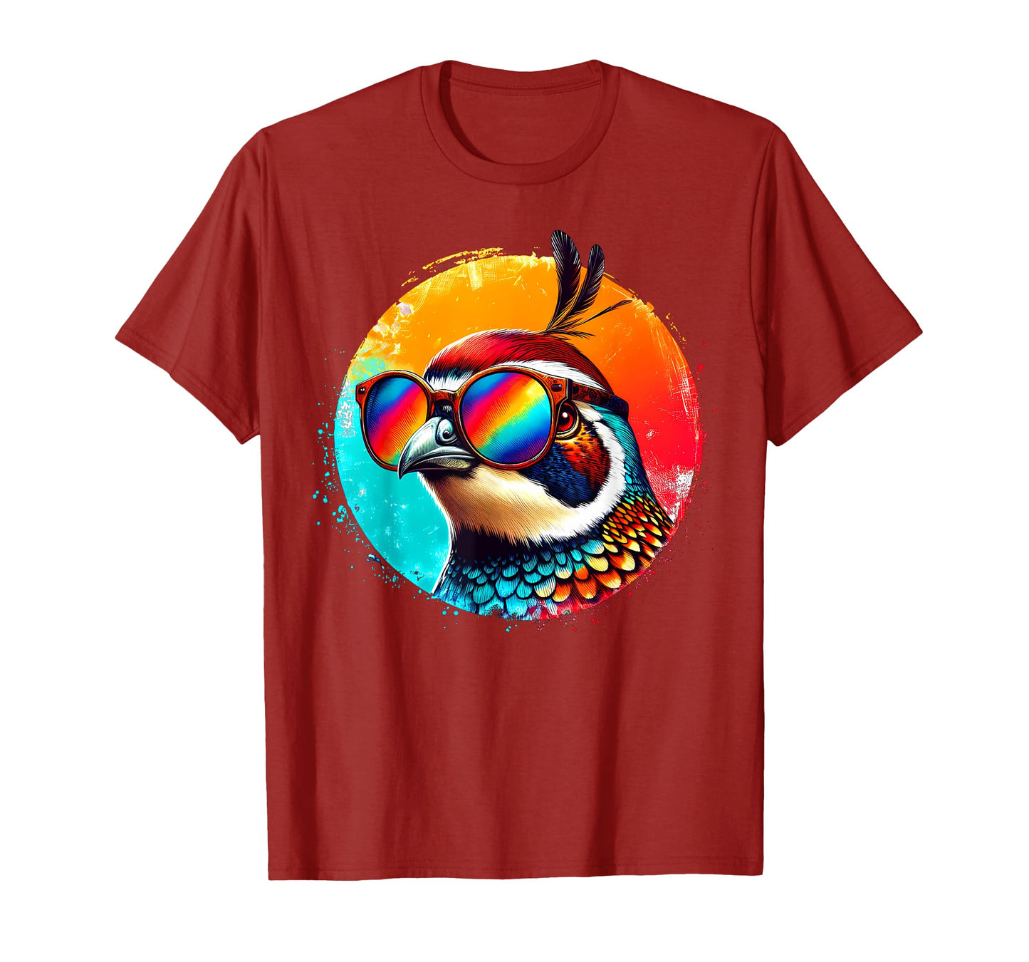 Cool Tie Dye Quail Sunglasses Bird Illustration Art T-Shirt