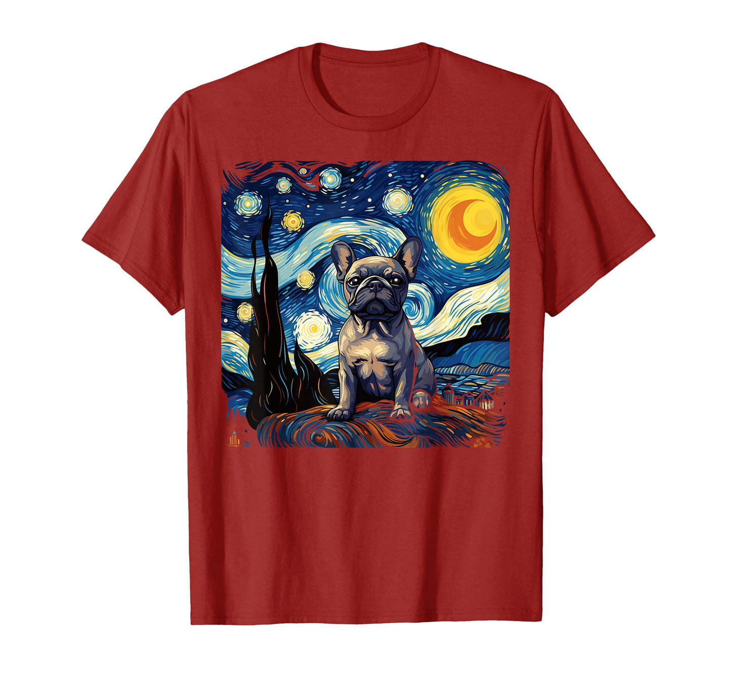 Van Gogh Dog French Bulldog T-Shirt