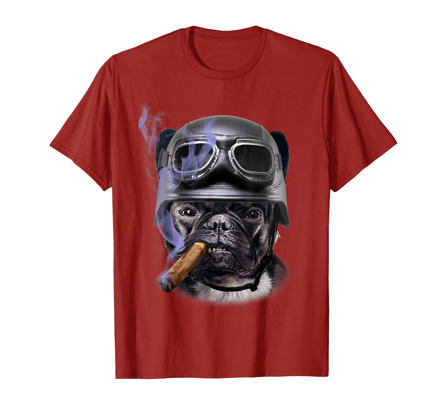 T-Shirt, French Bull Dog Biker in Motorcycle Helmet, Cigar T-Shirt for Men Women