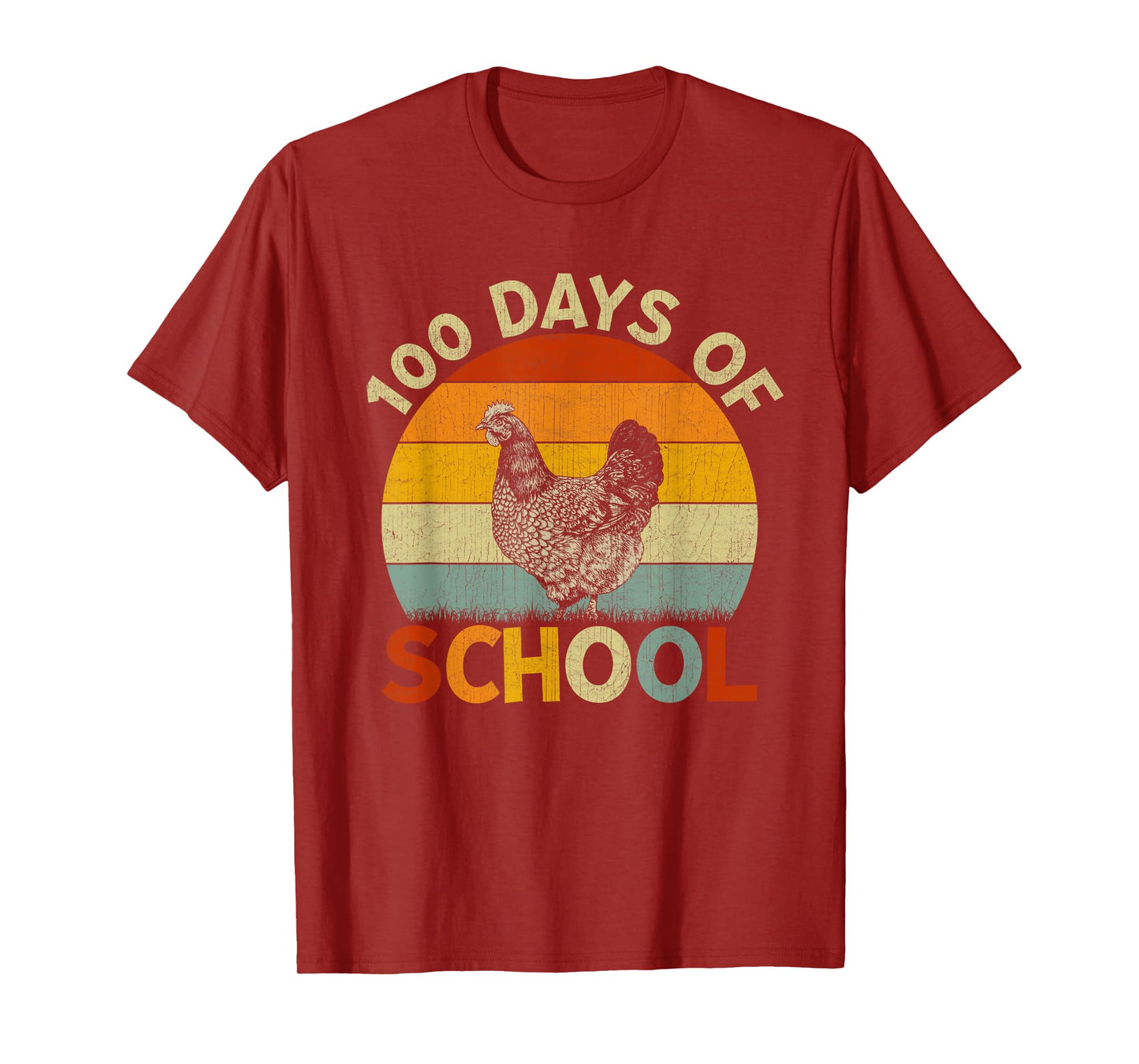 Chicken Retro Boys Girls Teachers 100th Day of School T-Shirt