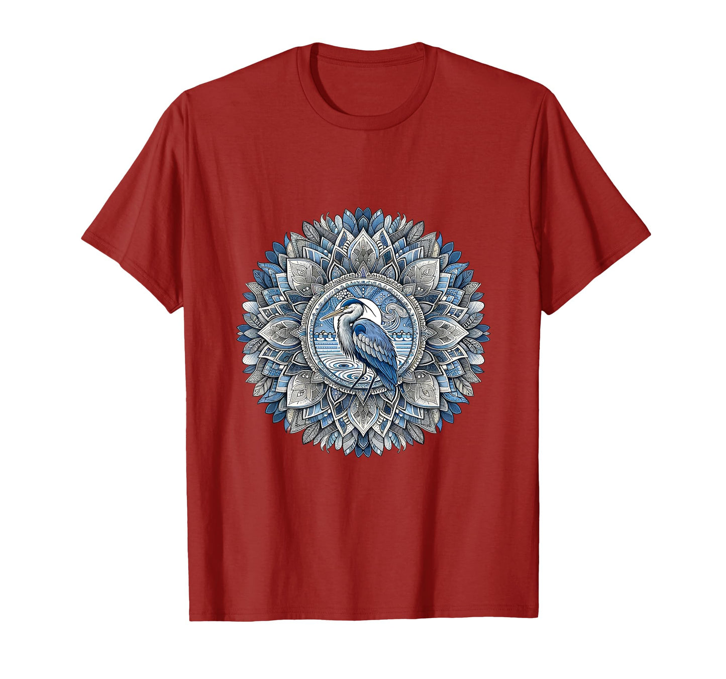 Great Blue Heron Mandala - Bird Lovers Design T-Shirt