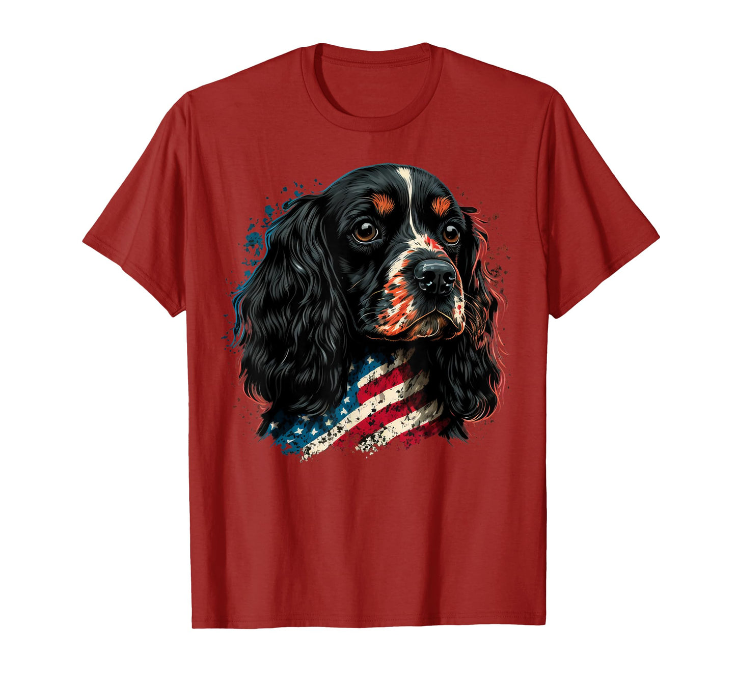 USA 4th Of July Cocker on Patriotic American Cocker Spaniel T-Shirt