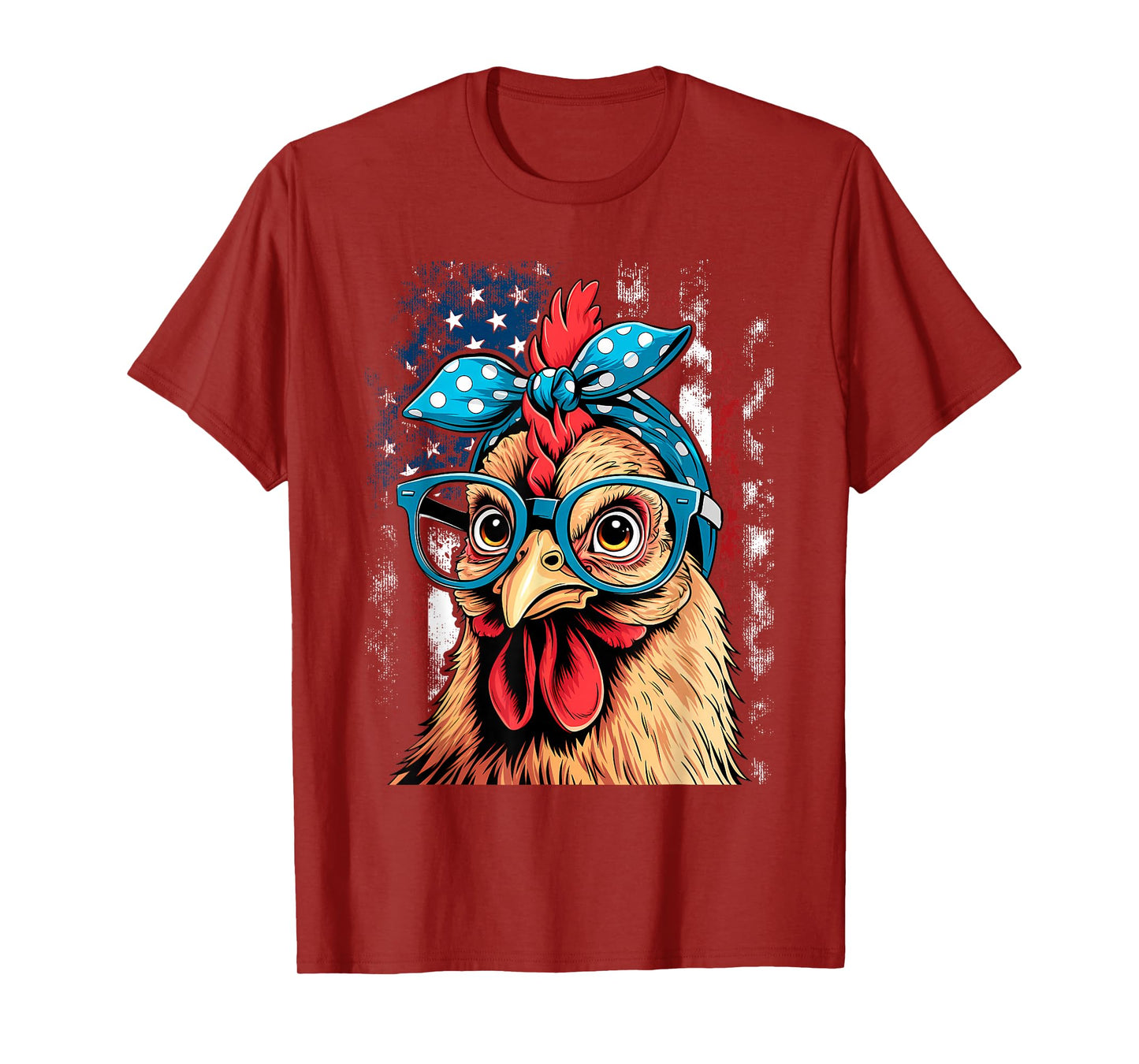 Cute Women Girl Chicken with Bandana Headband and Glasses T-Shirt