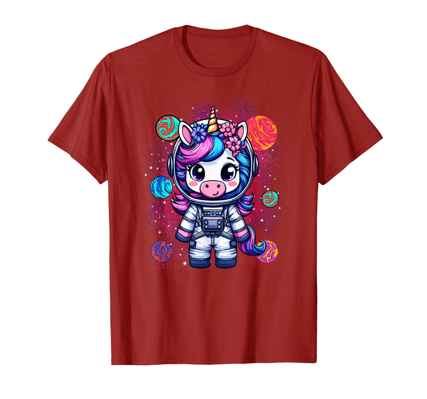Unicorn Astronaut Cute Space Suit Galaxy Planet Womens Girls T-Shirt
