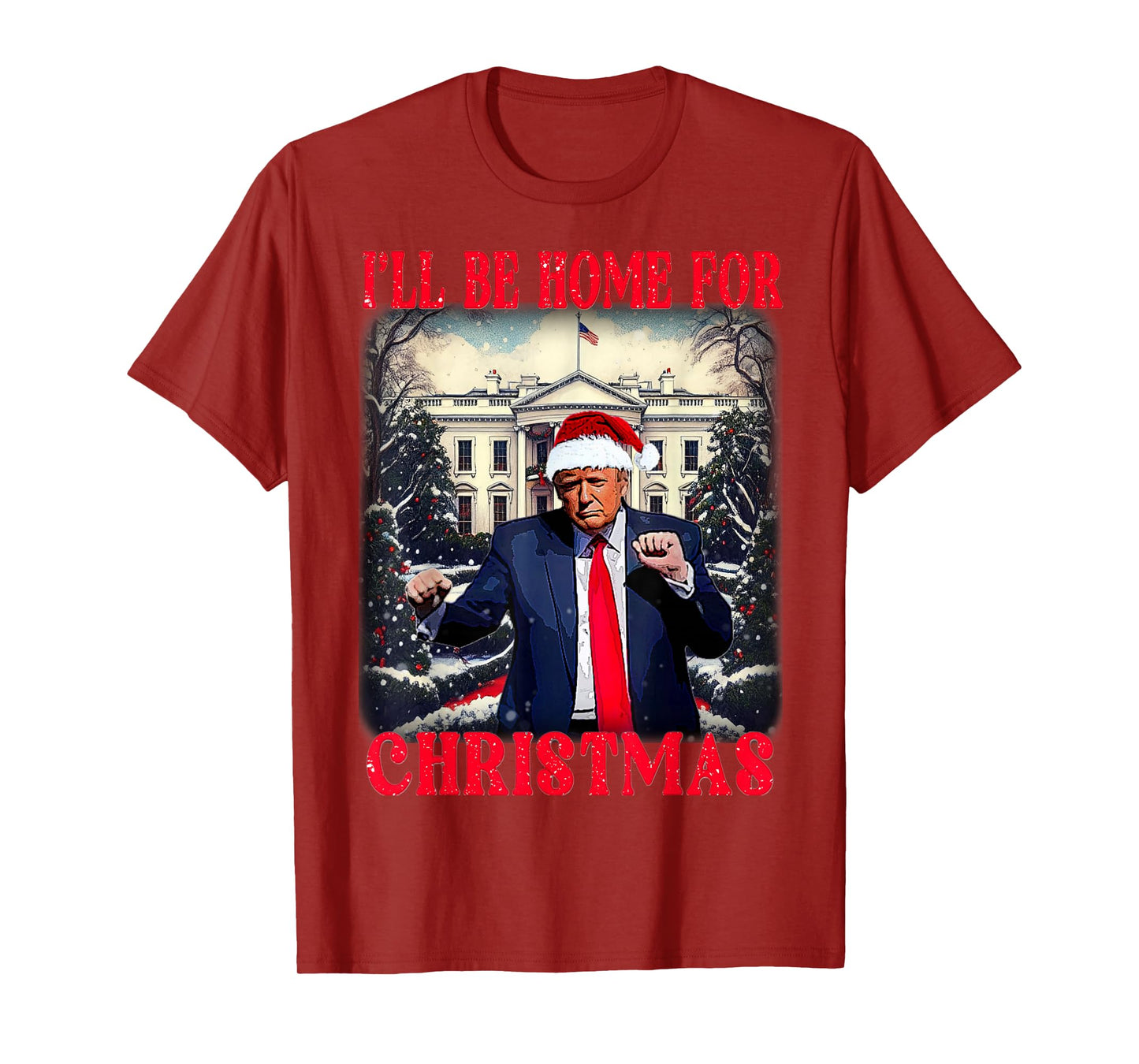 Dancing Funny Humorous Trump I’ll Be Home For Christmas 2025 T-Shirt