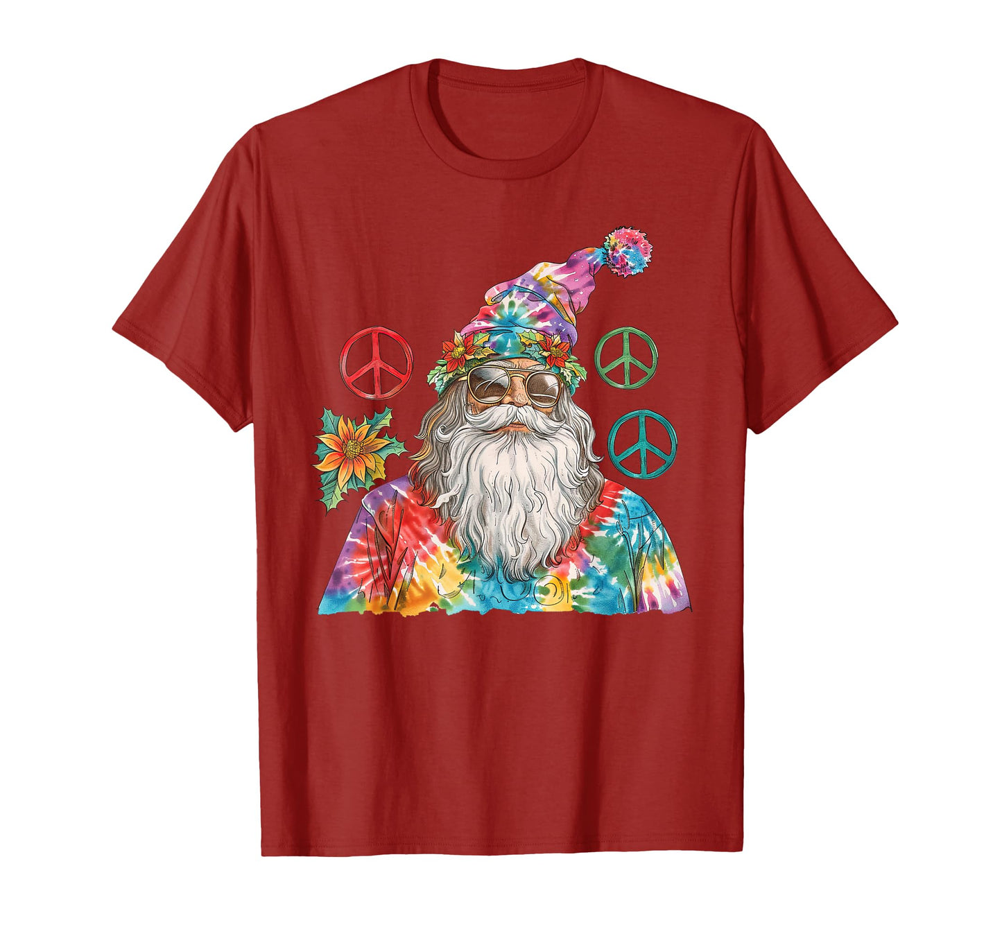 Gypsy Santa Claus Hippie Tie Dye Groovy Christmas T-Shirt