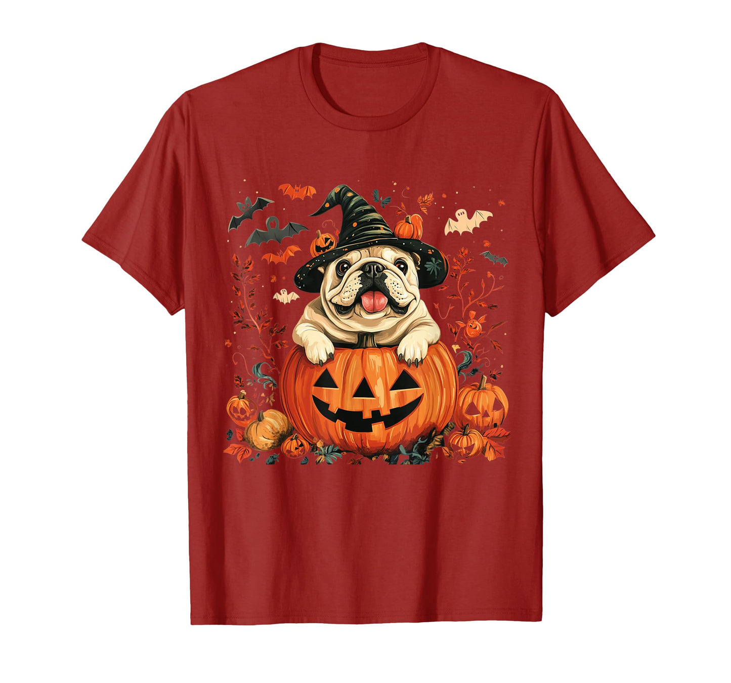 English Bulldog Pumpkin Halloween Thanksgiving Men Women Dog T-Shirt