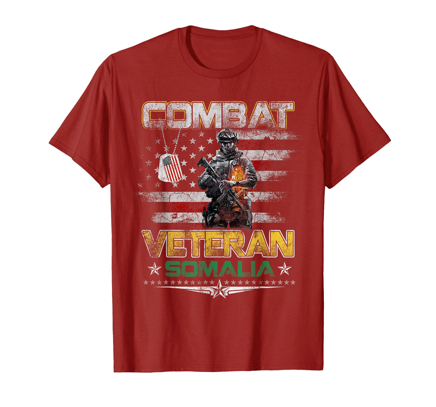 Combat Veteran Somalia Military Vintage Flag Veterans Day T-Shirt