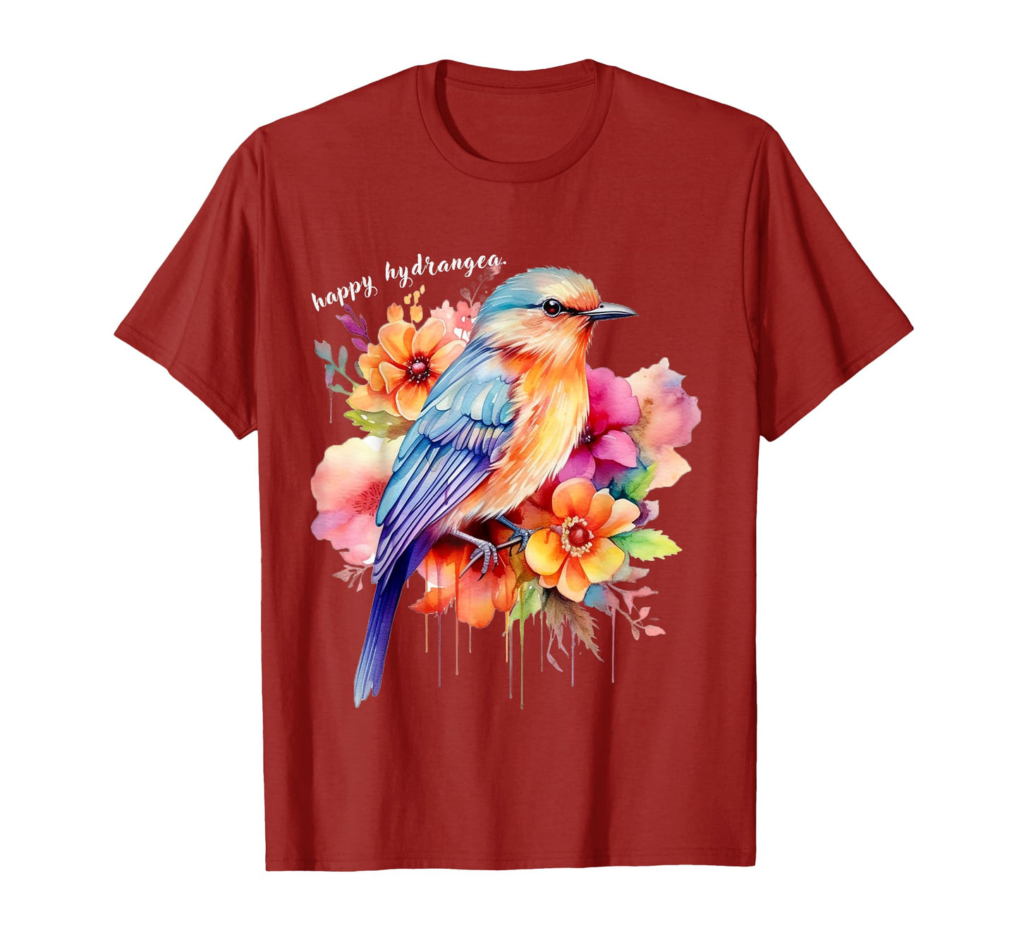 happy hydrangea. Floral Bird Spring Flowers T-Shirt