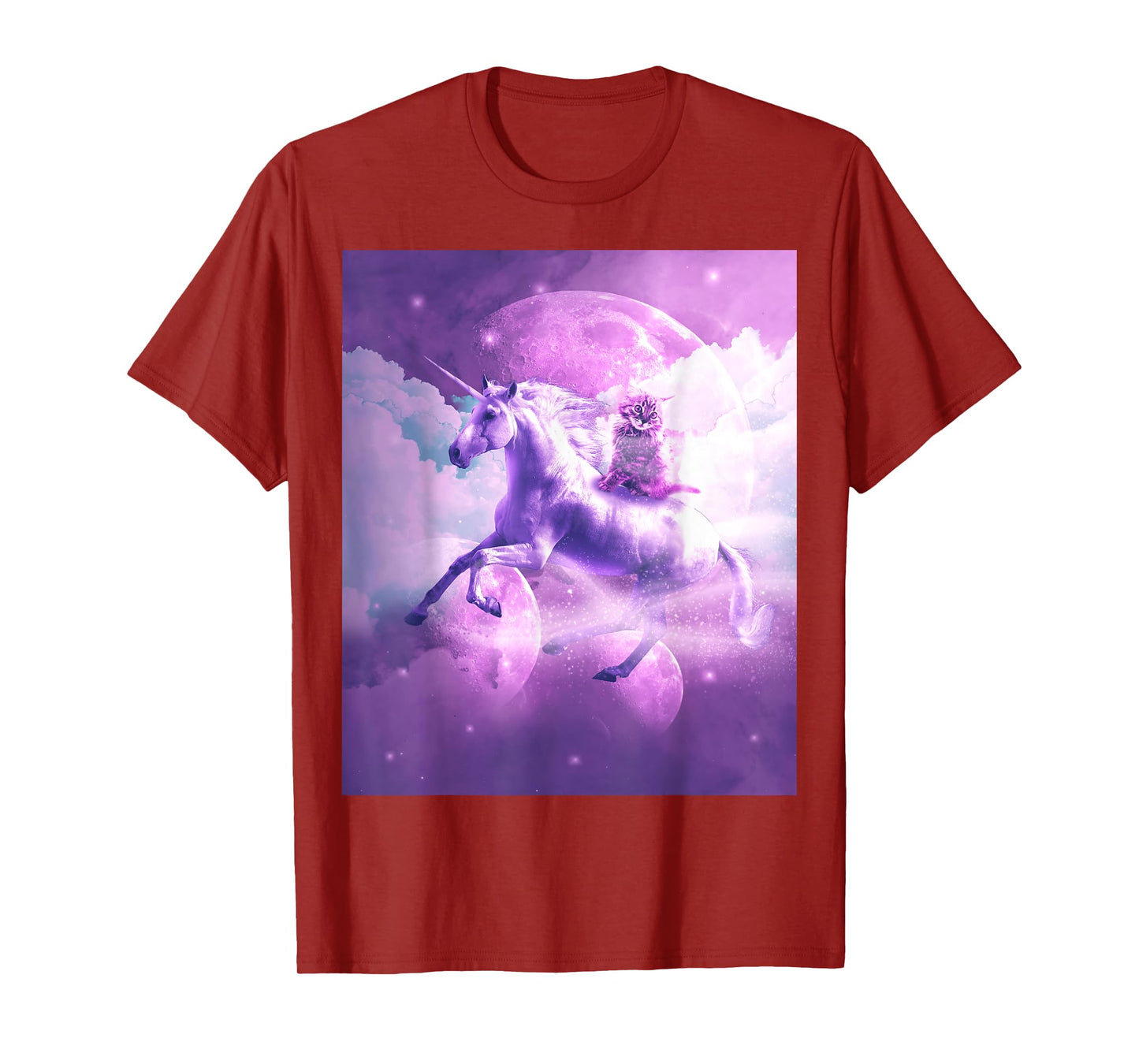 Kitty Cat Riding On Flying Space Galaxy Unicorn T-Shirt