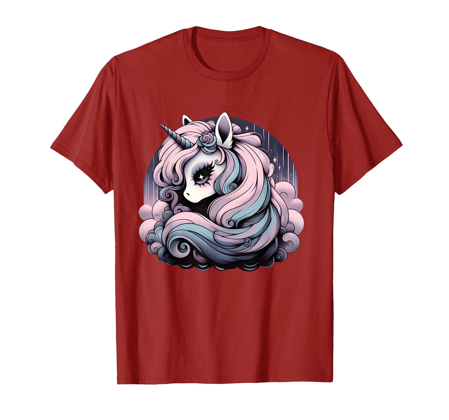 Pastel Goth Cutecore Unicorn Moon - Cute Pink Black Purple T-Shirt