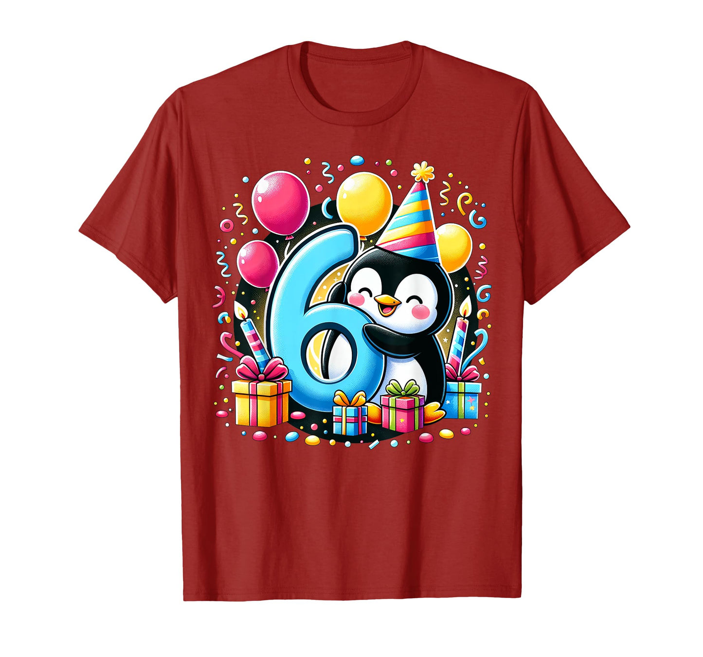 Kids Penguin Theme sixth Bday Party 6th Penguin Birthday T-Shirt