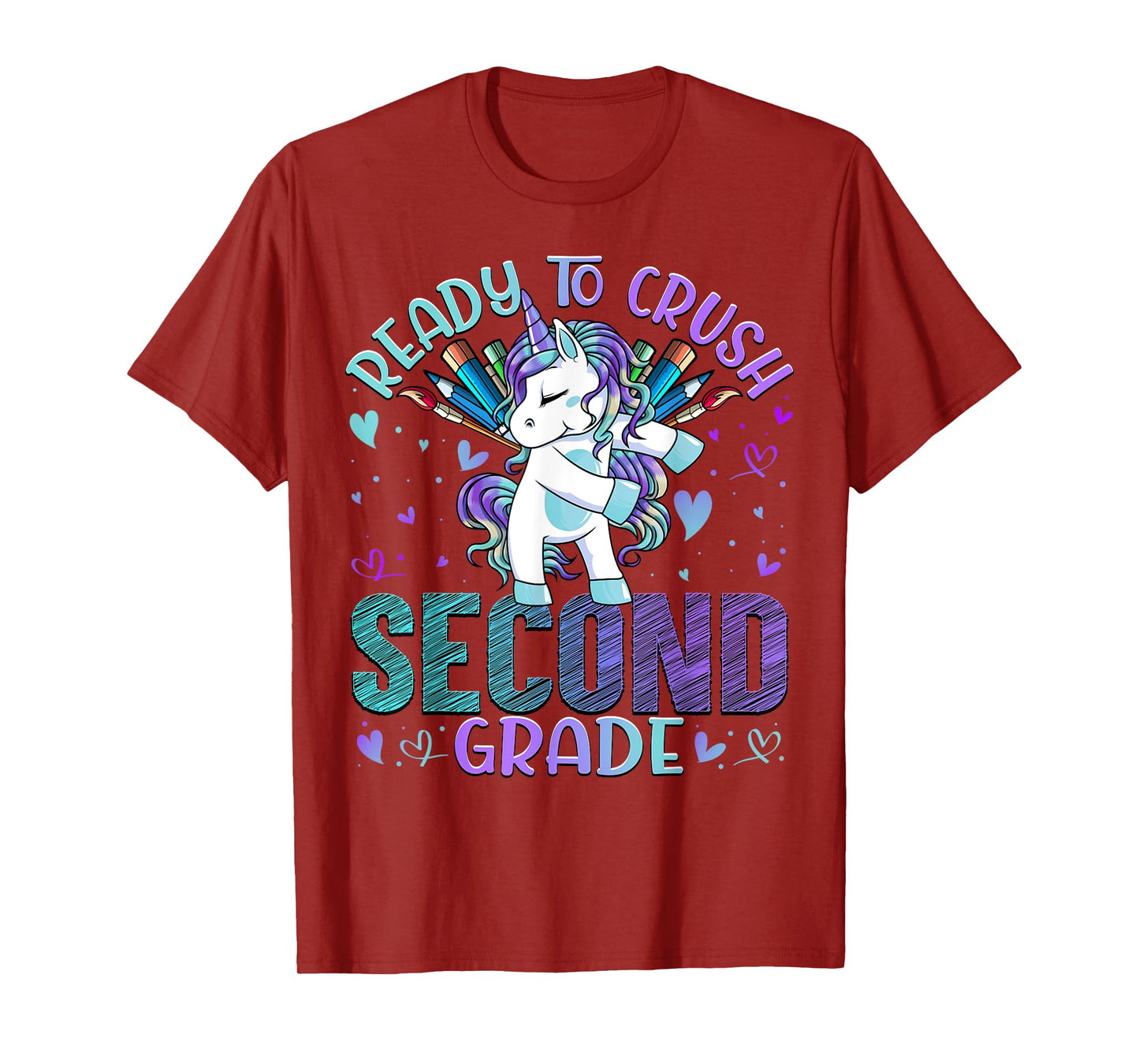 Ready to Crush Second 2nd Grade Back To School Unicorn Kids T-Shirt