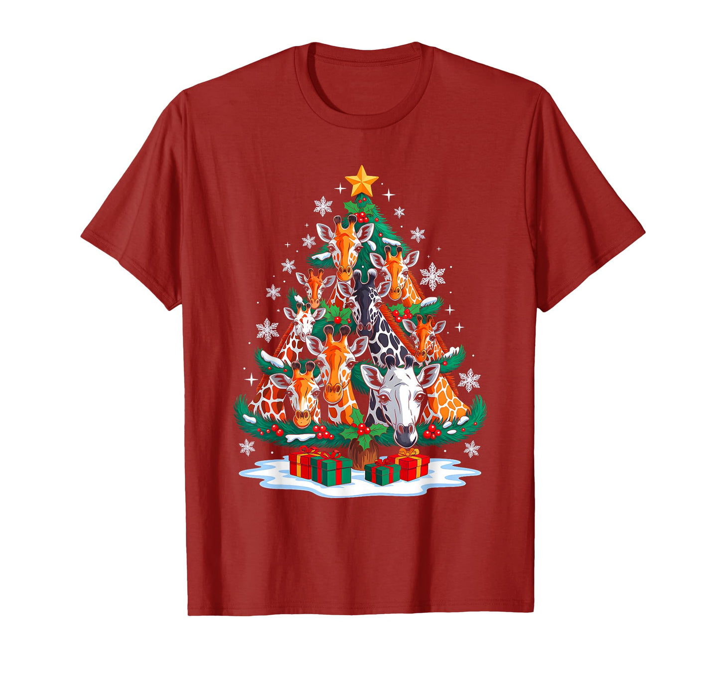 Giraffe Tree Christmas Giraffe Lover Xmas Squad Men Women T-Shirt