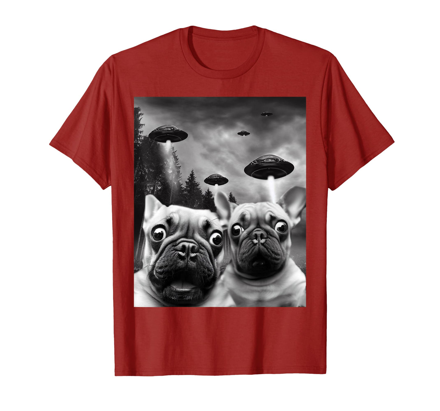 Frenchie UFO Selfie - Funny French Bulldog Alien T-Shirt