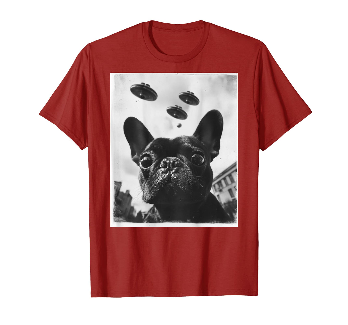 Funny graphic French Bulldog Frenchie UFO Alien Funny weird T-Shirt