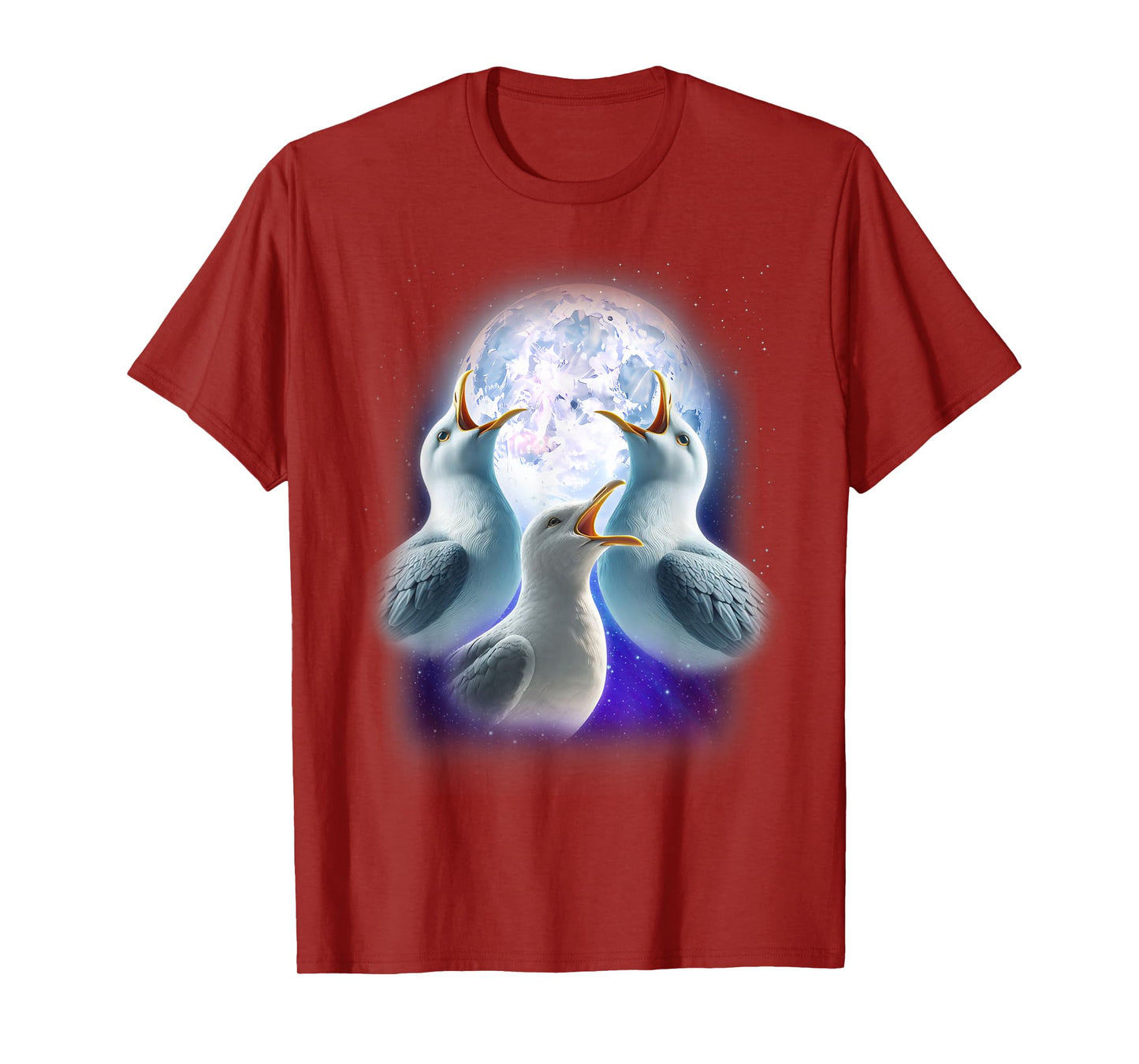 3 Seagulls Howling At The Moon Funny Seagull Lover Seabird T-Shirt