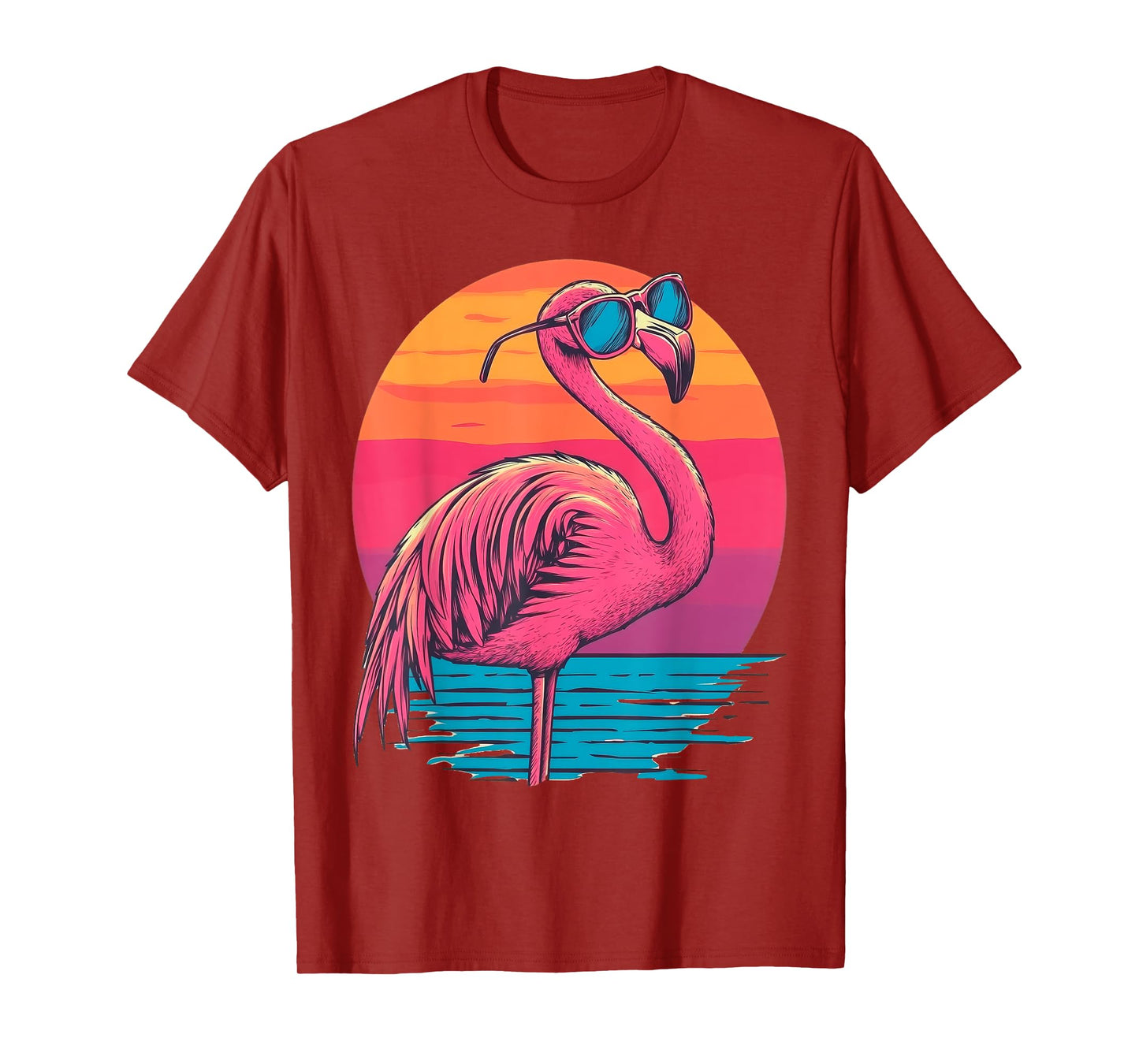 Retro Flamingo Sunglasses Sunset Style Vintage T-Shirt