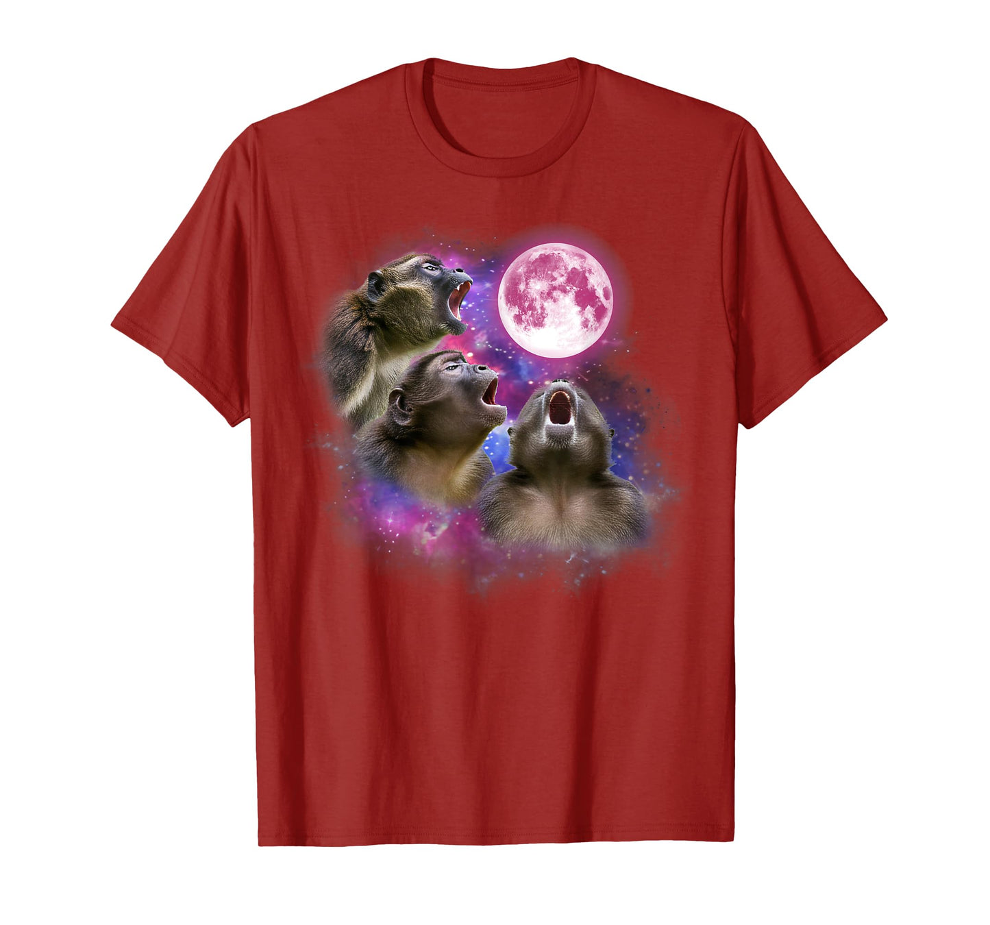 Monkey Howling At The Moon Wildlife colorful monkeys tie dye T-Shirt