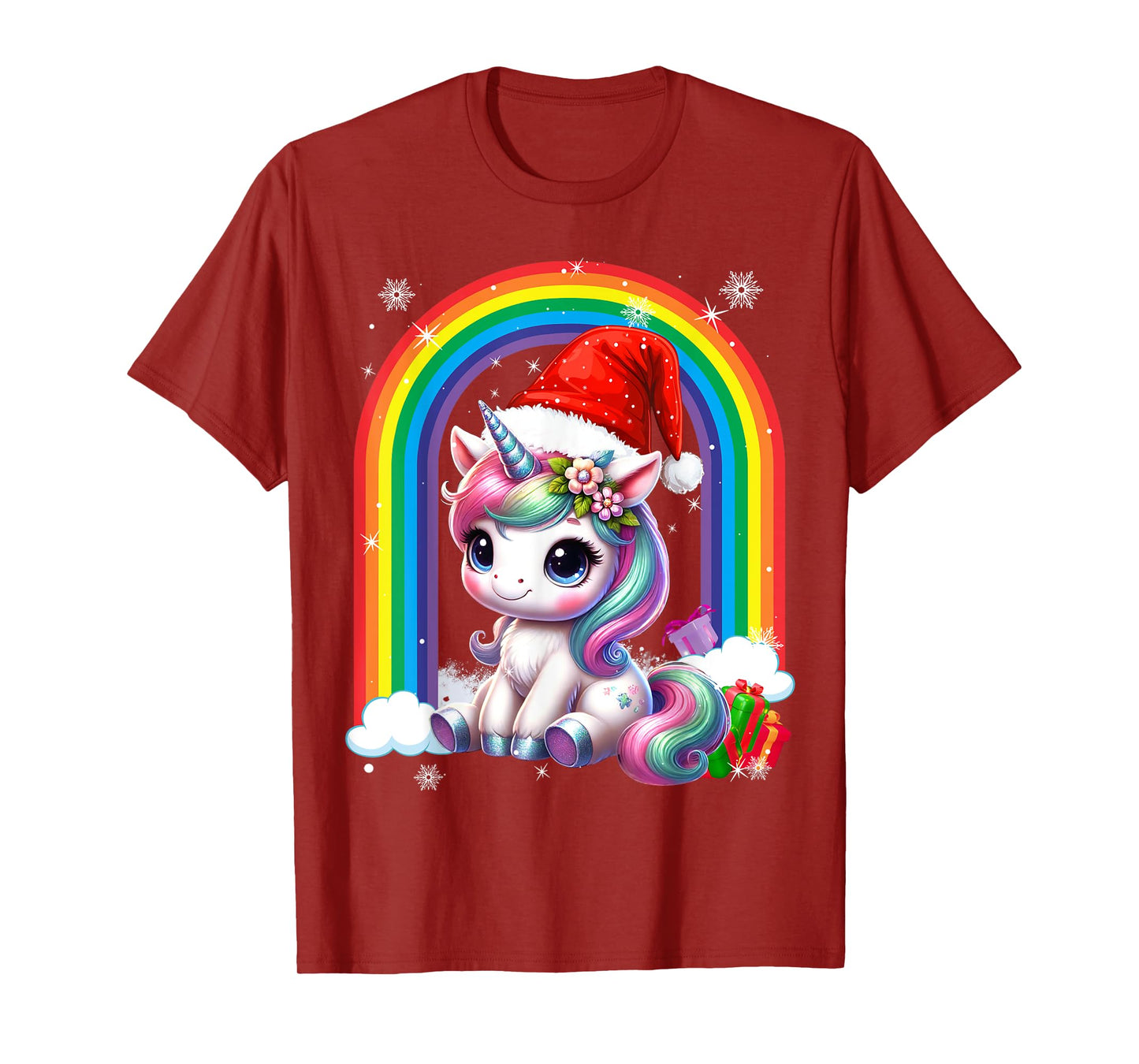 Unicorn Girls Christmas 2025 Women Kids Santa Unicorn Xmas T-Shirt