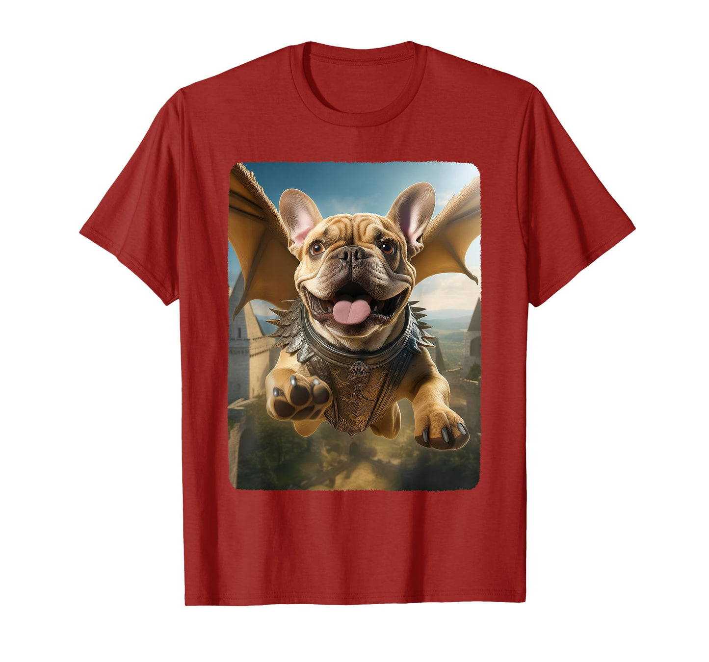 Frenchie Flying Cute Fantasy From Dog House to Sky Dragon Men Women Girls Kids T-Shirt
