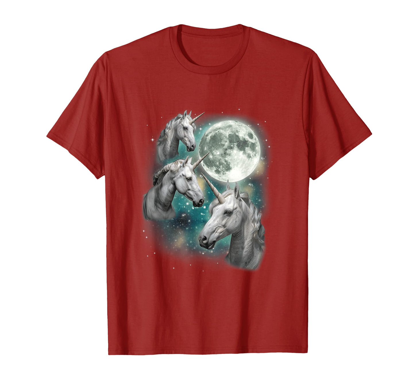 Three Unicorn Moon | 3 Magical Fantasy Mythic Horned Unicorn T-Shirt