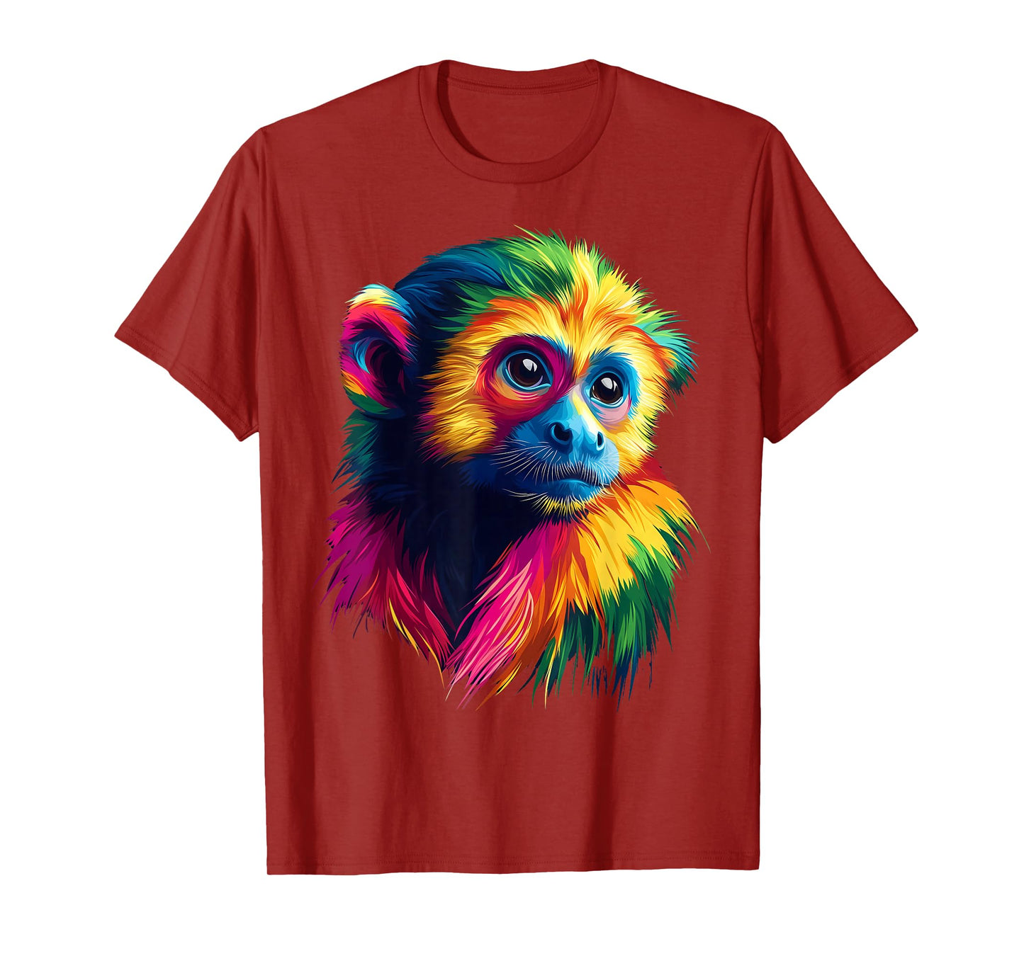 Colorful Capuchin Monkey Face Animal Lover Men Women Black T-Shirt