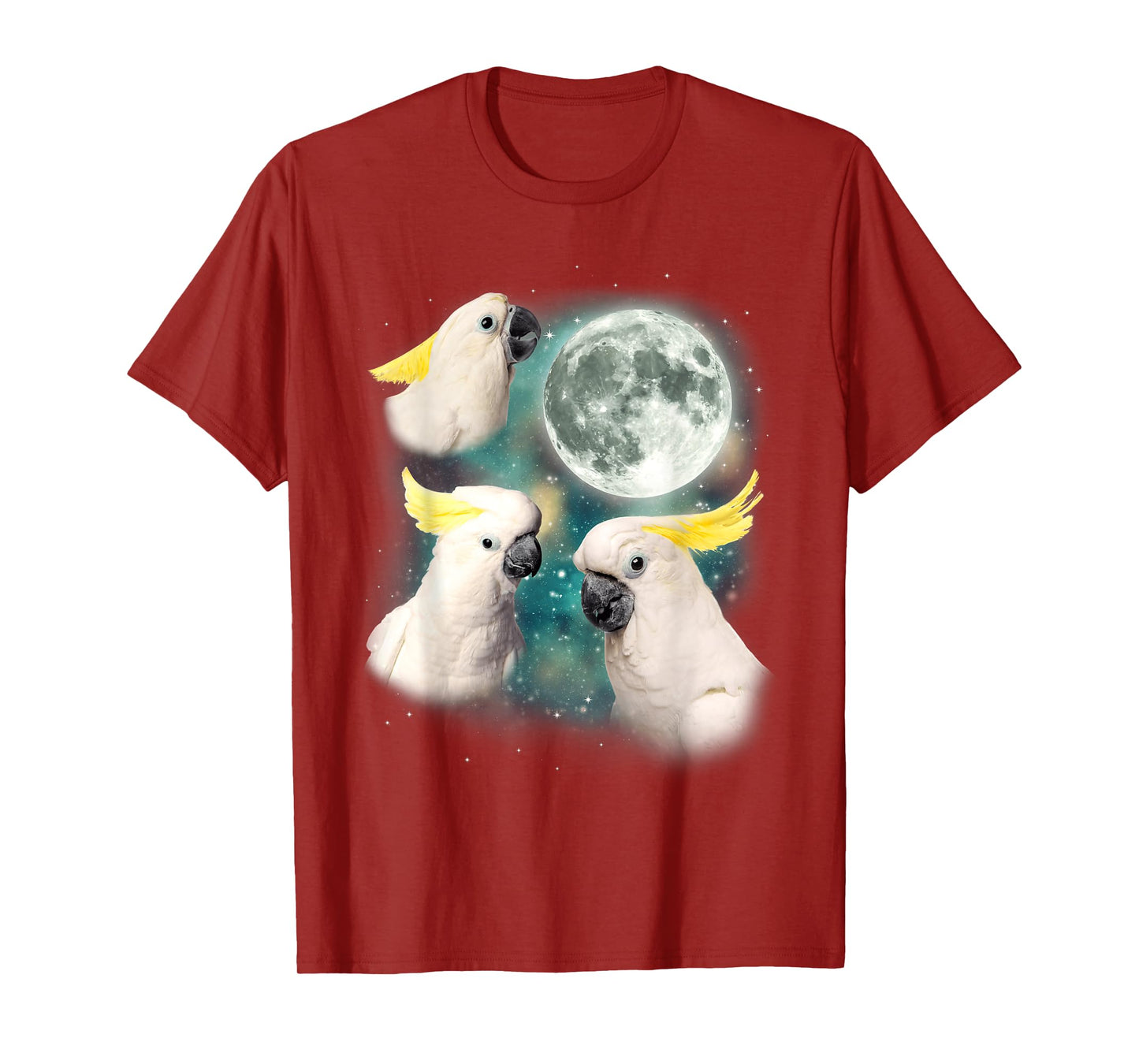 Three Cockatoo Moon 3 Birds Tropical Paradise Parody T-Shirt
