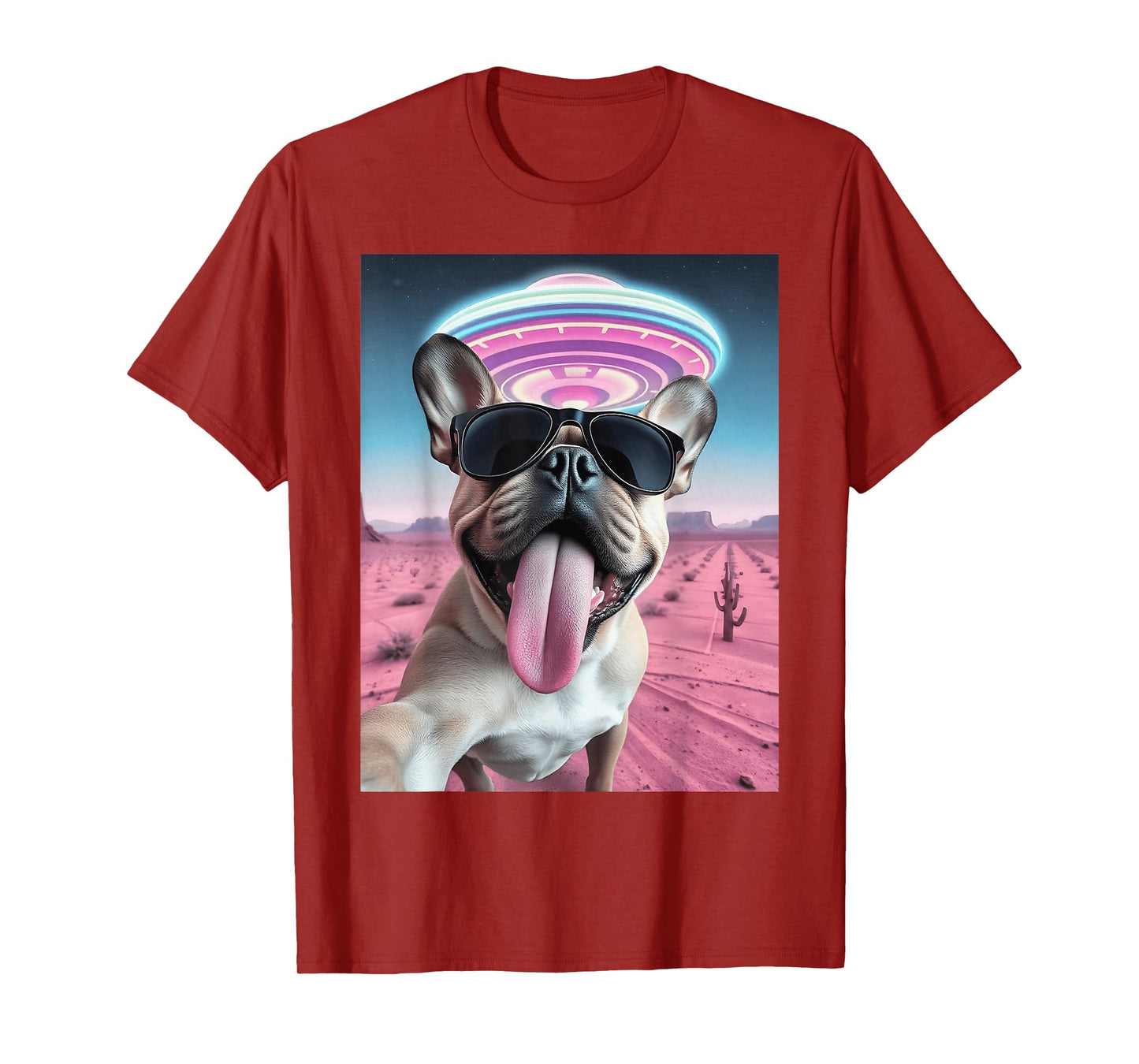 French Bulldog UFO Selfie Retro French Bulldog Aliens T-Shirt
