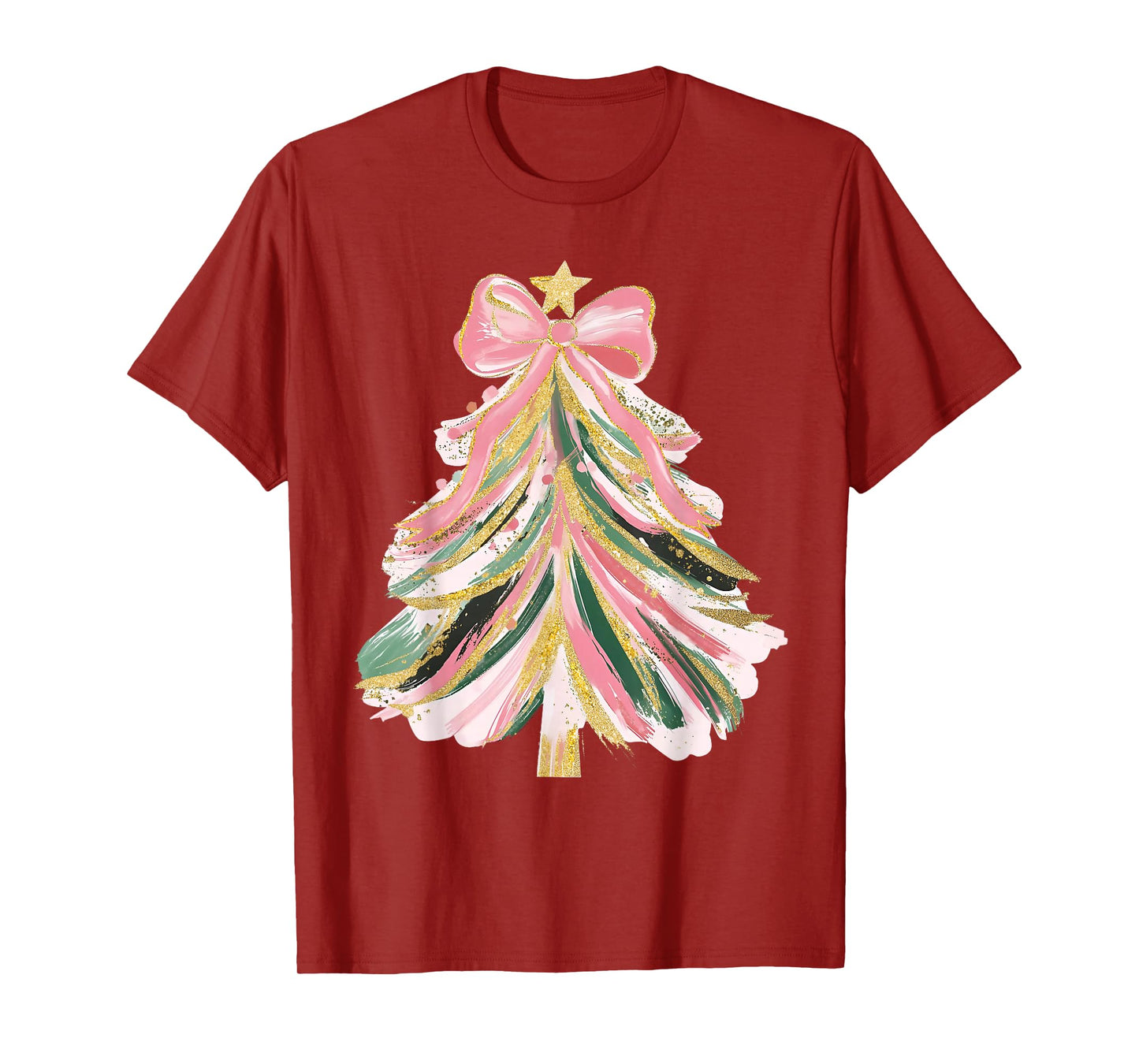 Coquette Bow Christmas Xmas Tree Family Matching Holiday T-Shirt