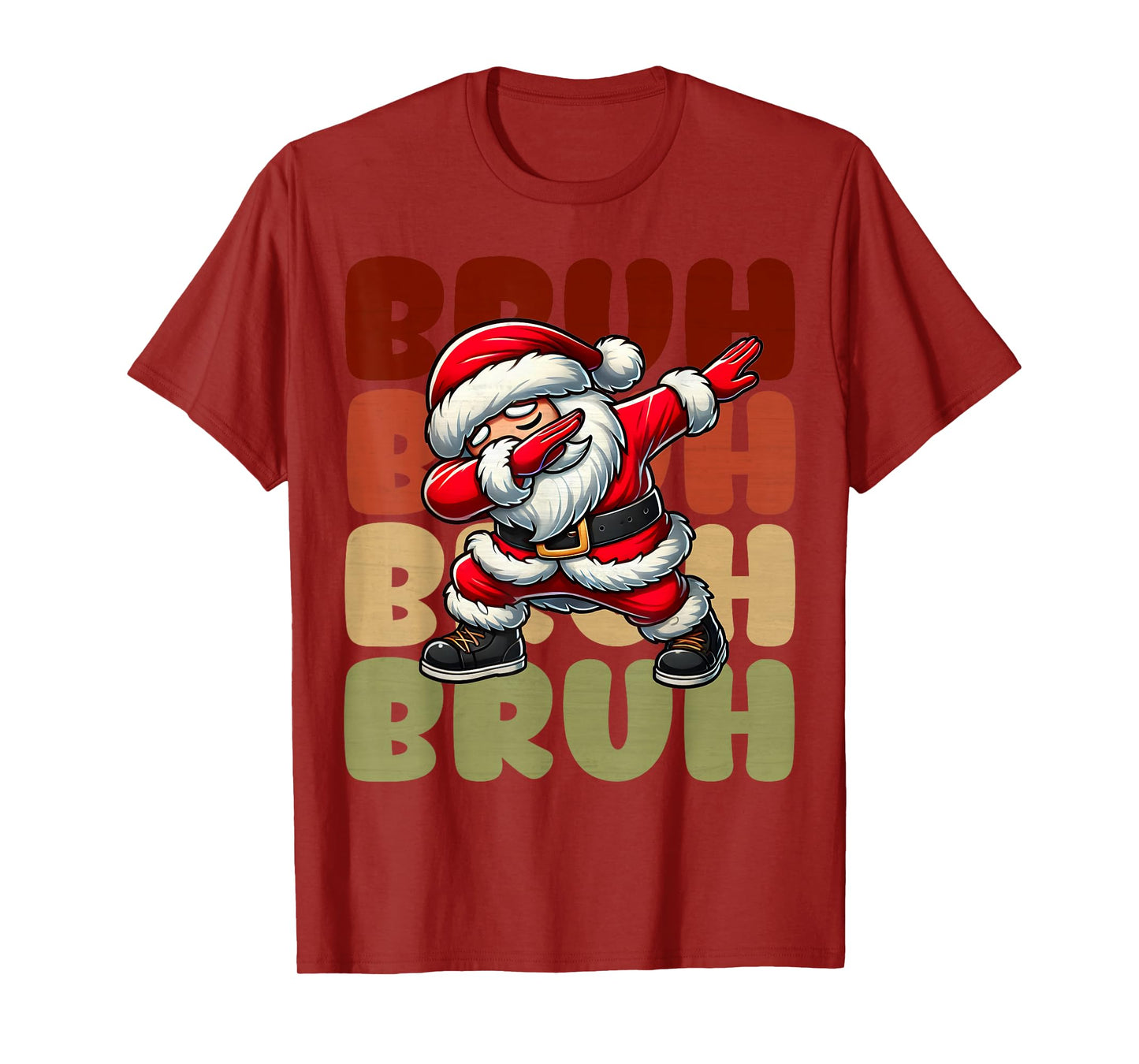 Bruh Christmas Funny Dabbing Santa Claus Kids Boys Xmas T-Shirt