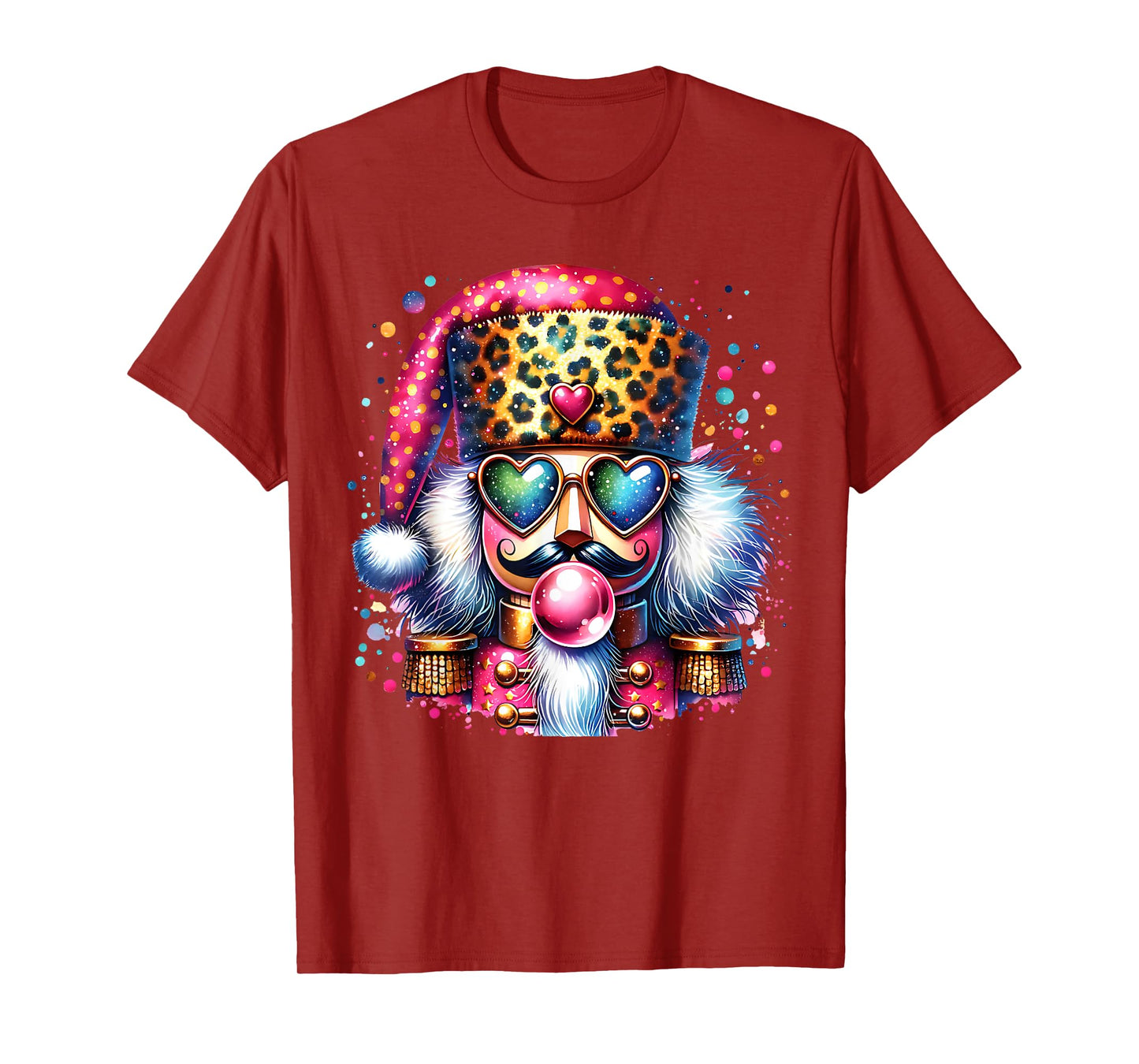 Cute Nutcracker Blowing Bubble Gum Pink Christmas Pajamas T-Shirt