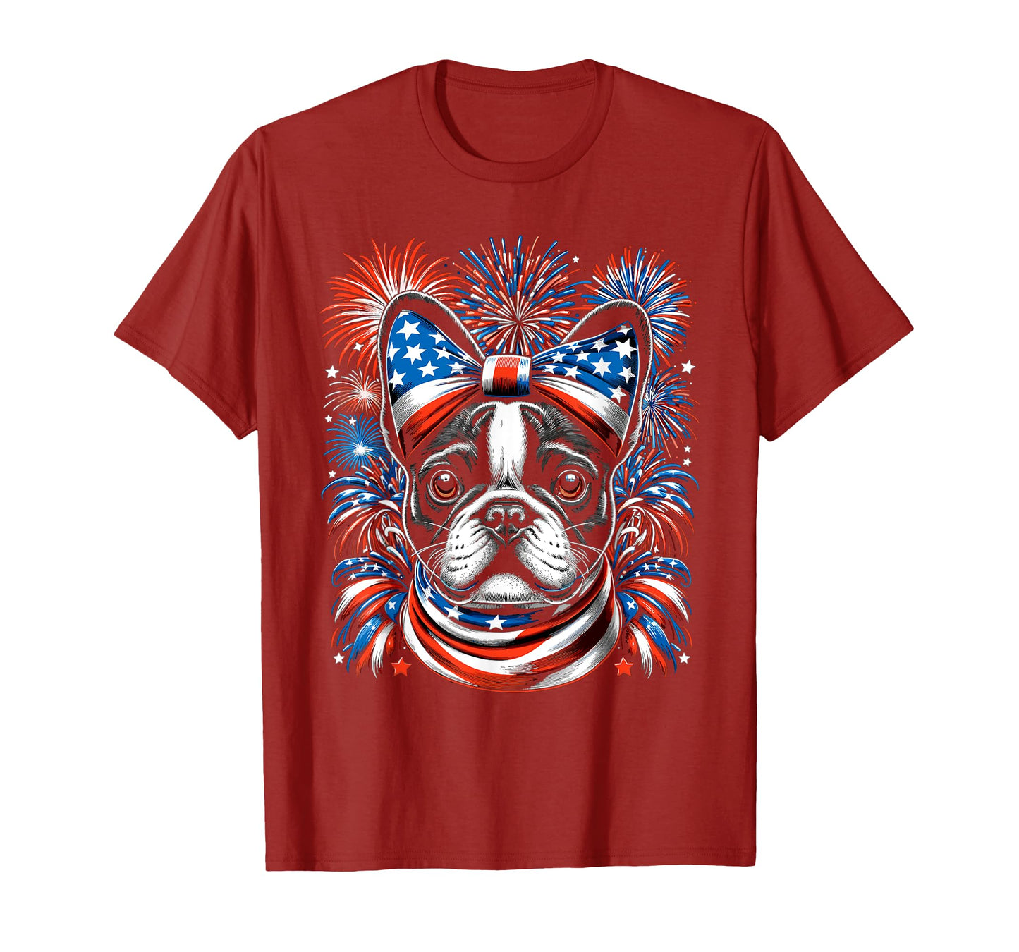 French Bulldog Patriotic 4th Of July USA American Flag T-Shirt for Women Men
