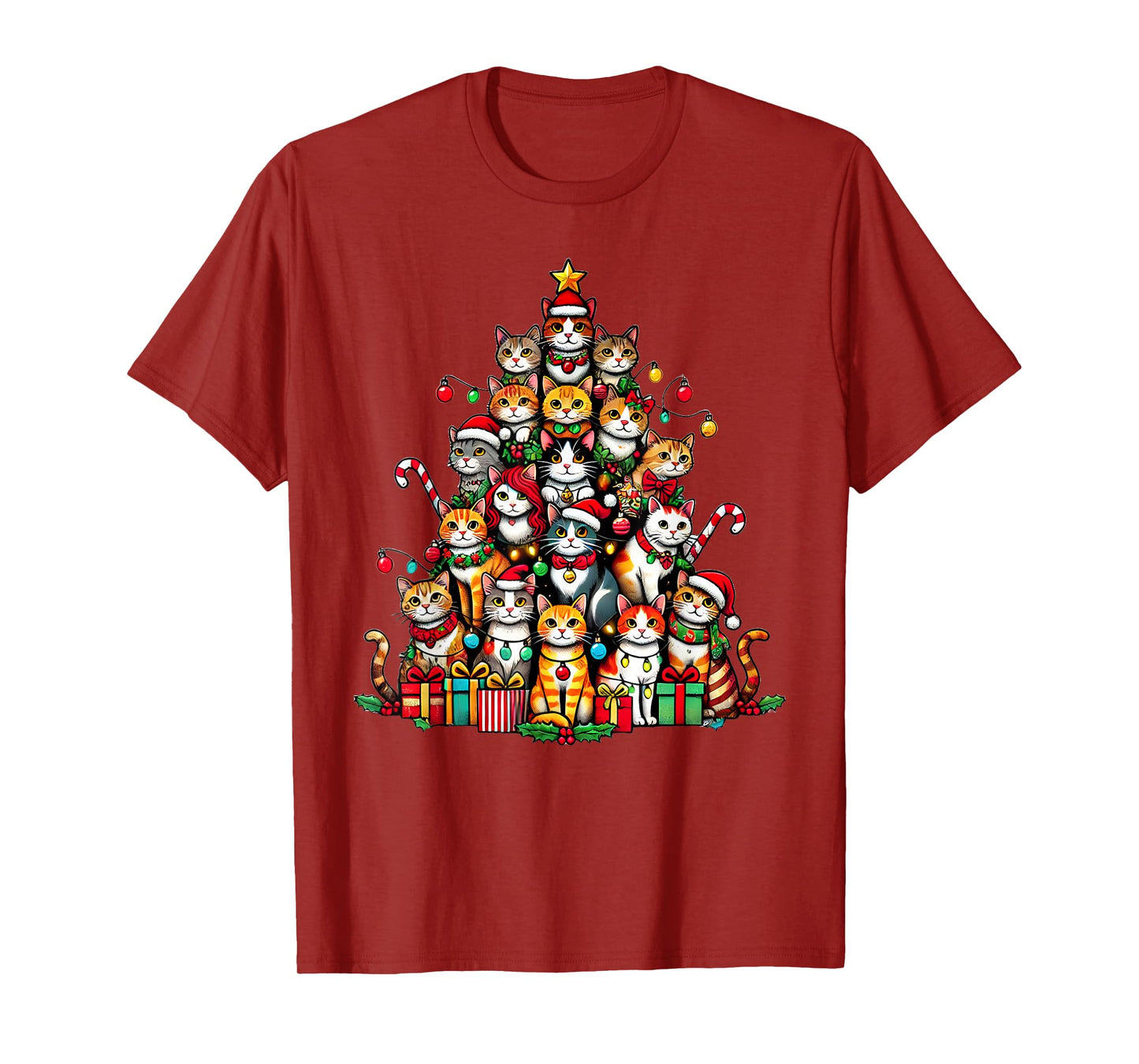 Cat Kitten Christmas Tree Funny Cat Xmas T-Shirt