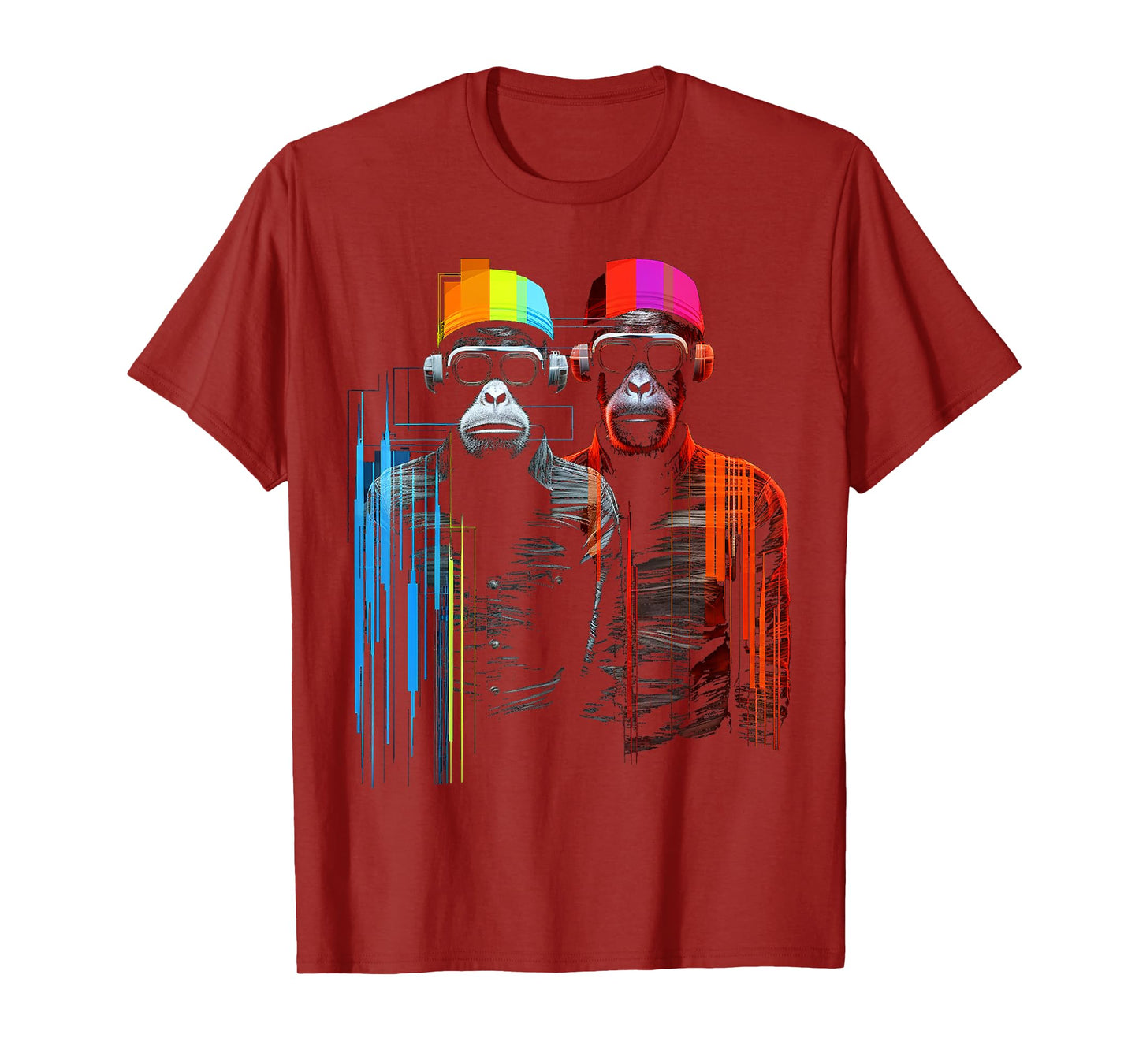 Monkey Colorful Animal Drawingg Abstract Art Monkey T-Shirt