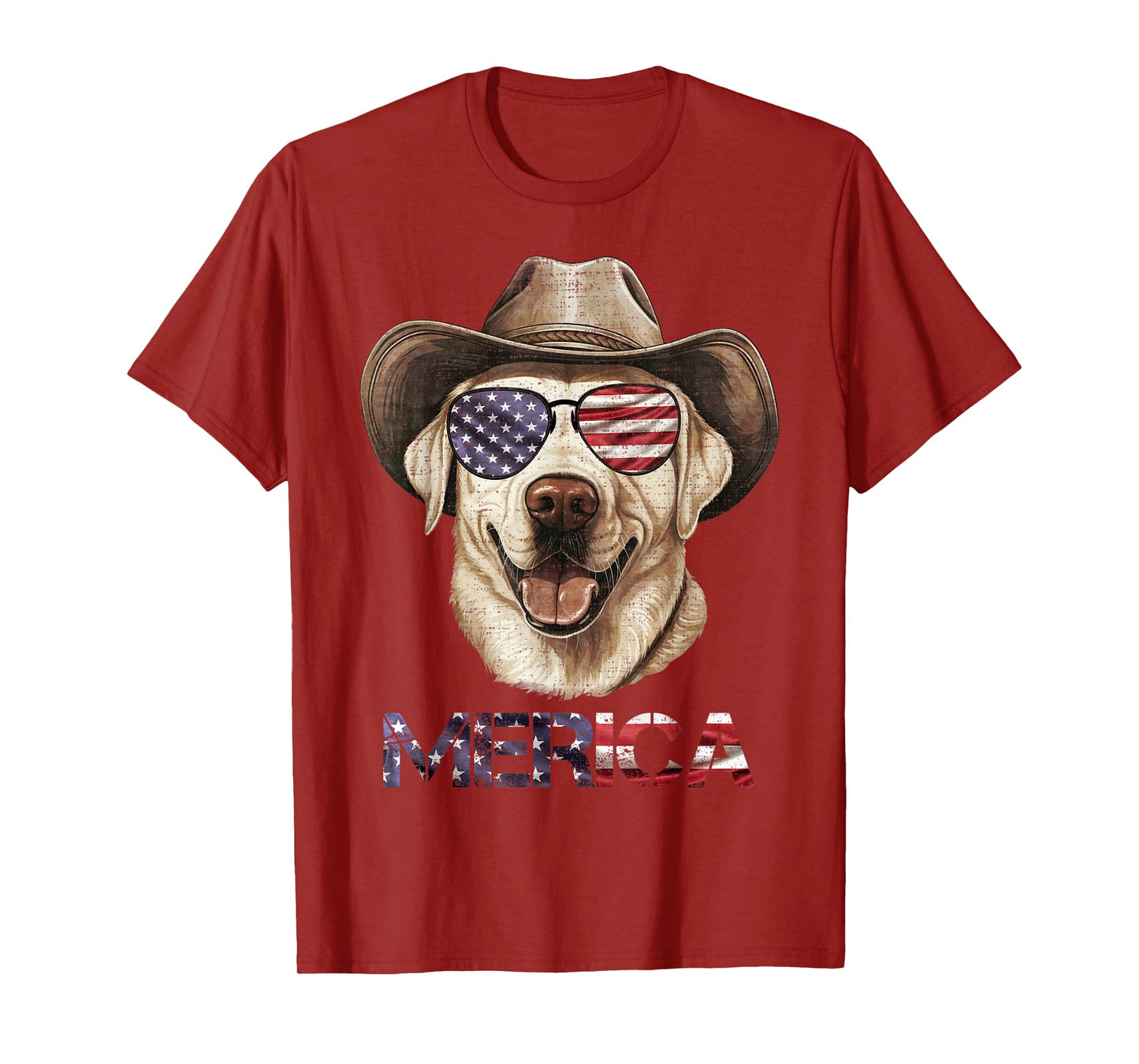 Labrador Dog With Glasses, Merica Lab Dog With USA Flag Women Kids Men T-Shirt