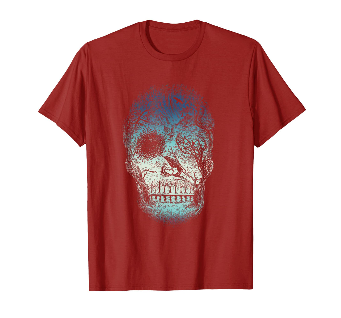 Unique Hand Drawn Abstract Skull T-Shirt (Blue)