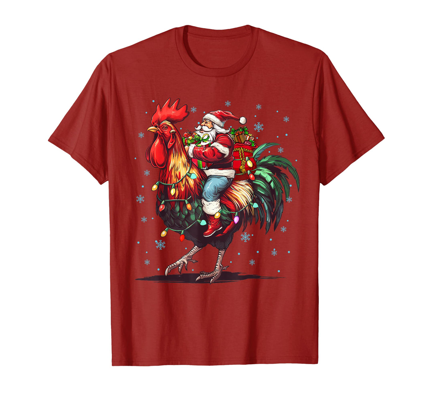 Chicken Lover Xmas Funny Santa Riding Chicken Christmas 2025 T-Shirt