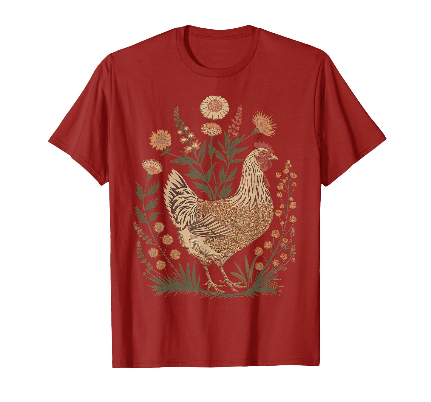 Chicken Floral Art Graphic Women Farm Chicken Lover Colorful T-Shirt