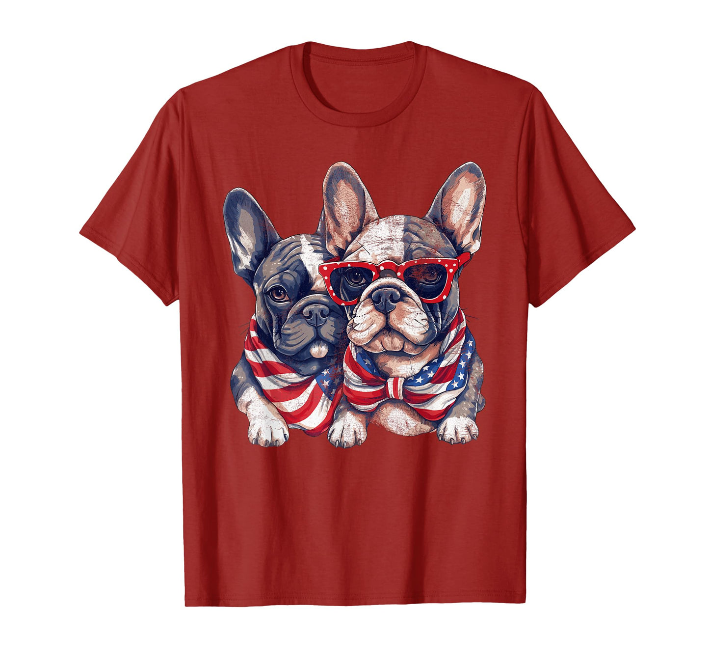 French Bulldog American Flag Patriotic 4th of July Frenchie Women Kids Men T-Shirt