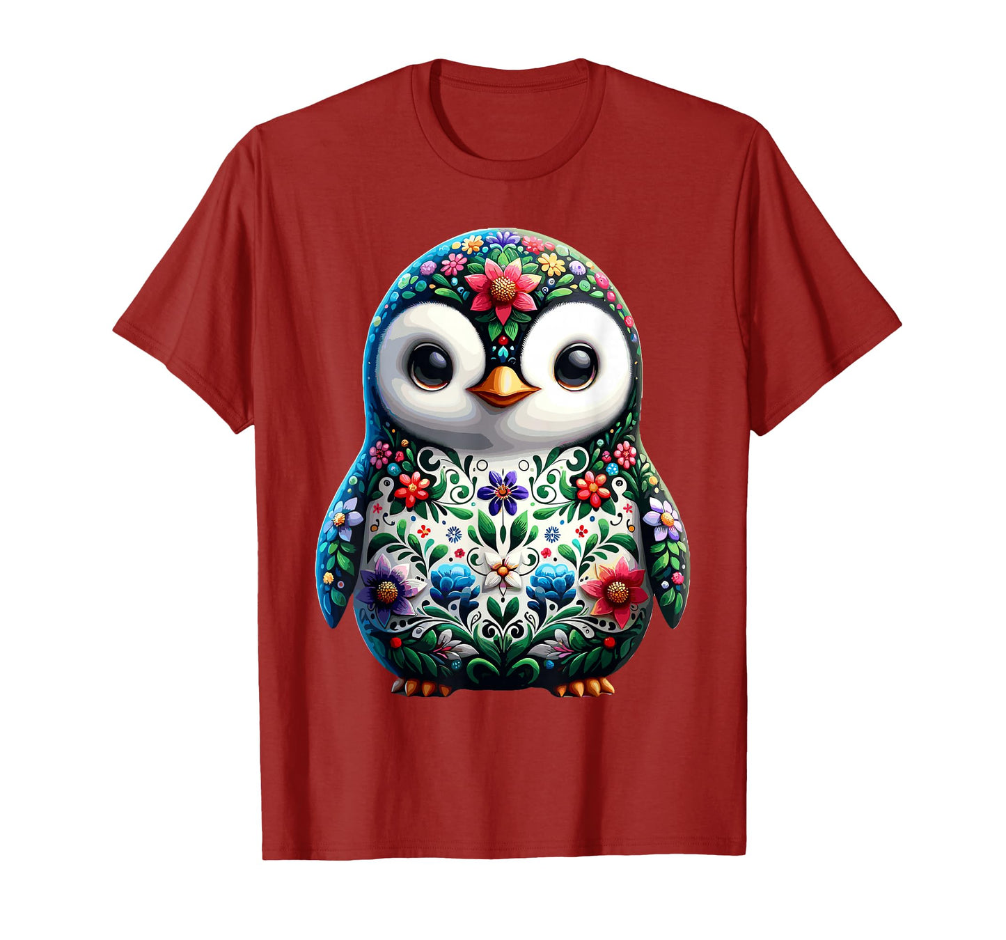 Cute Floral Aesthetic Penguin Lover Penguin T-Shirt