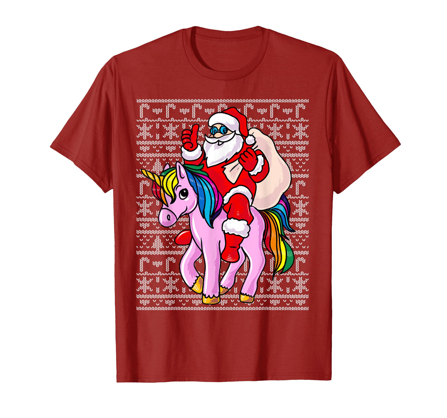 Santa Claus Pink Unicorn Girls Womens Ugly Christmas Kids T-Shirt