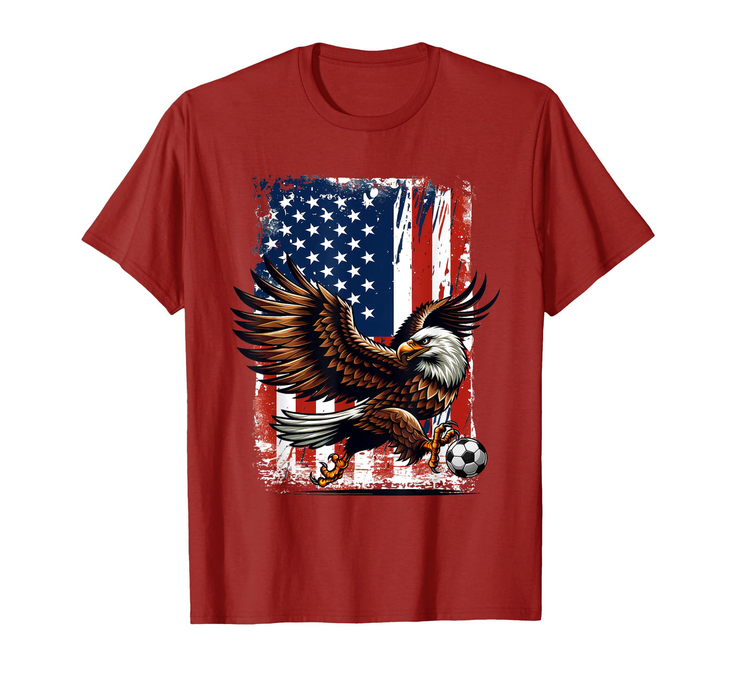 Vintage Bald Eagle Showing Soccer Skills American Flag Tee T-Shirt for Women Kids Men