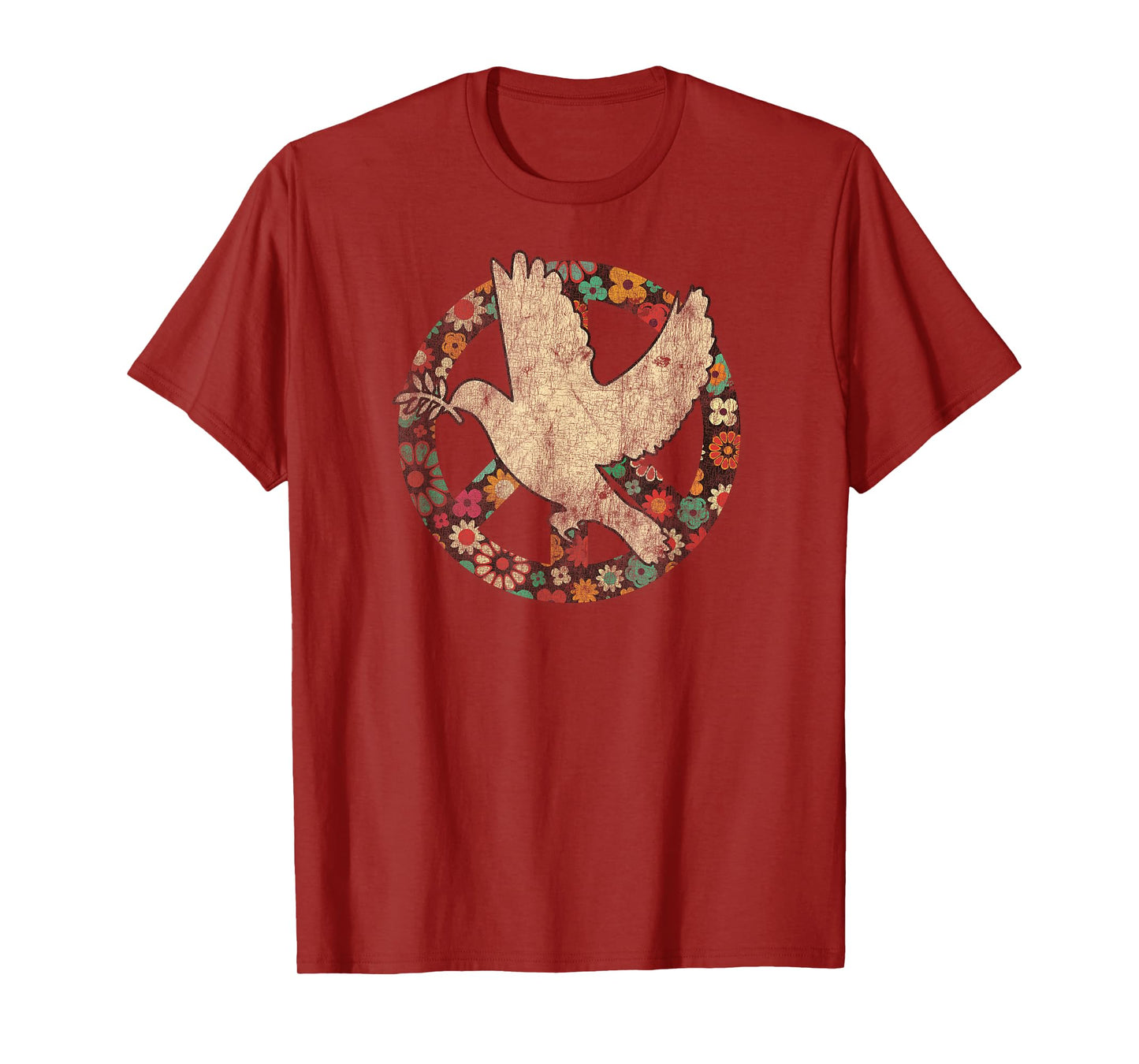 Dove Bird of Distress Peace Sign Kindness and Flower Peace T-Shirt