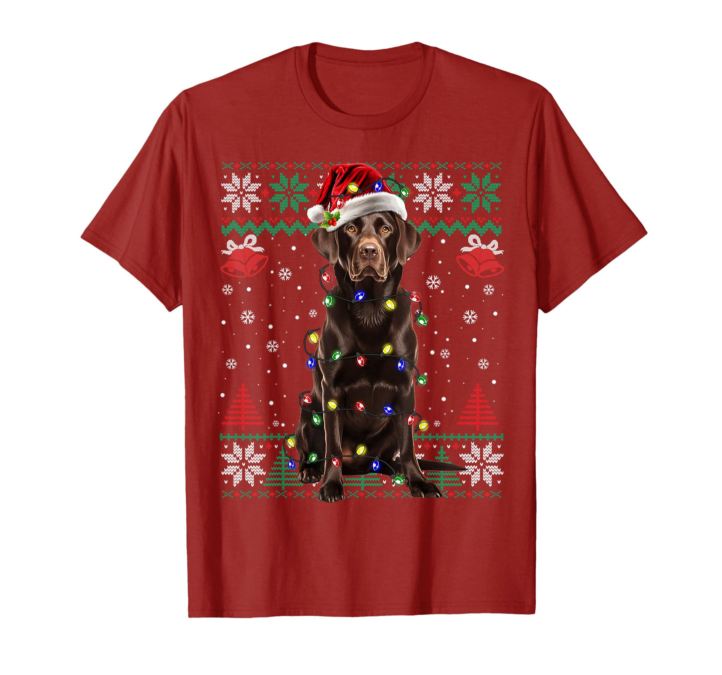 Chocolate Lab Christmas Santa Hat Dog Ugly Sweater Men Women Kids T-Shirt