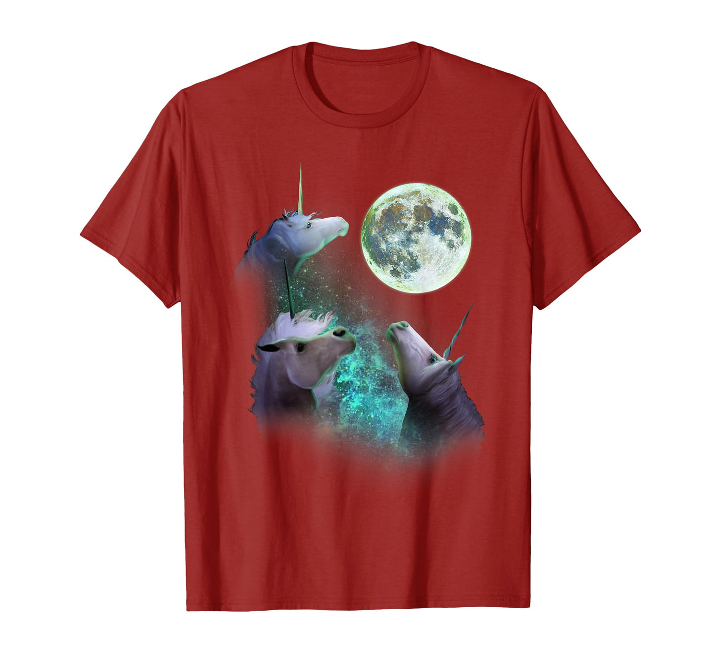 Three Unicorns Howl At Moon 3 Wolfs Wolves Funny Parody T-Shirt