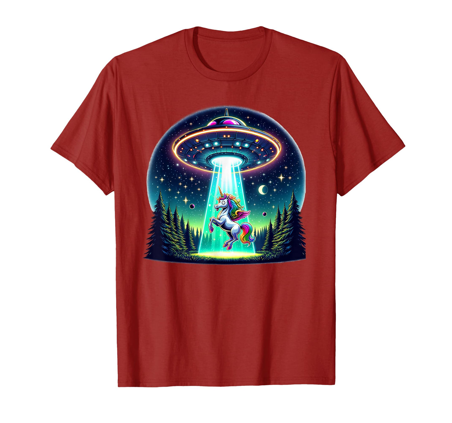 Rainbow Unicorn Abduction Alien Invasion Funny UFO Spaceship T-Shirt